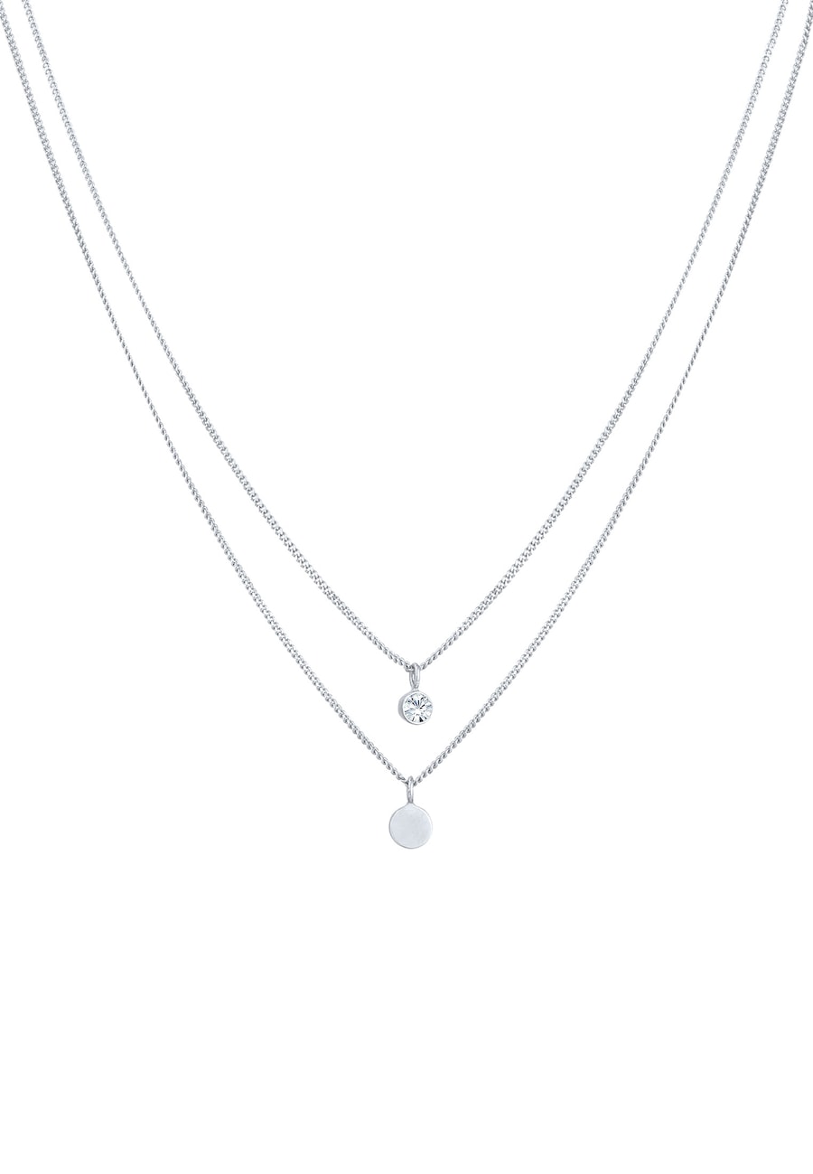 Elli Layer Plättchen mit Kristallen von Swarovski 925 Silber 40 Damen