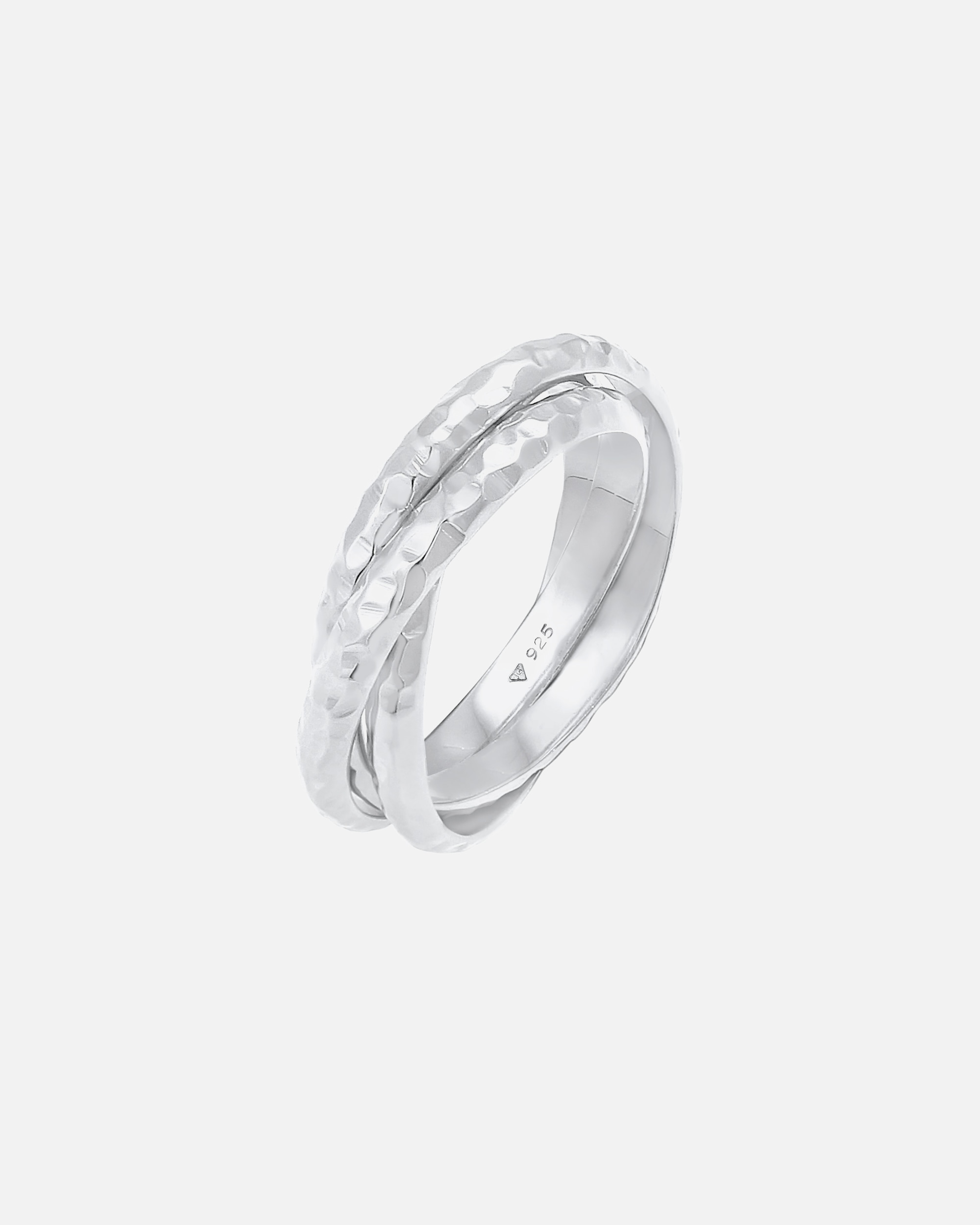 Ring für Weiblich Elli Basic Wickelring Klassik Gehämmert 925 Silber 58