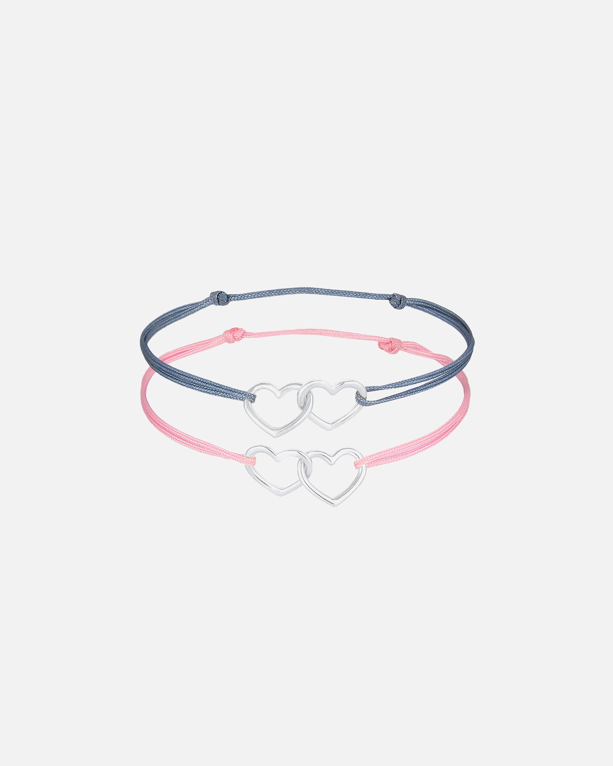 Armband für Weiblich Elli Kinder Herzen Nylon Bändchen 2er Set 925 Silber 14