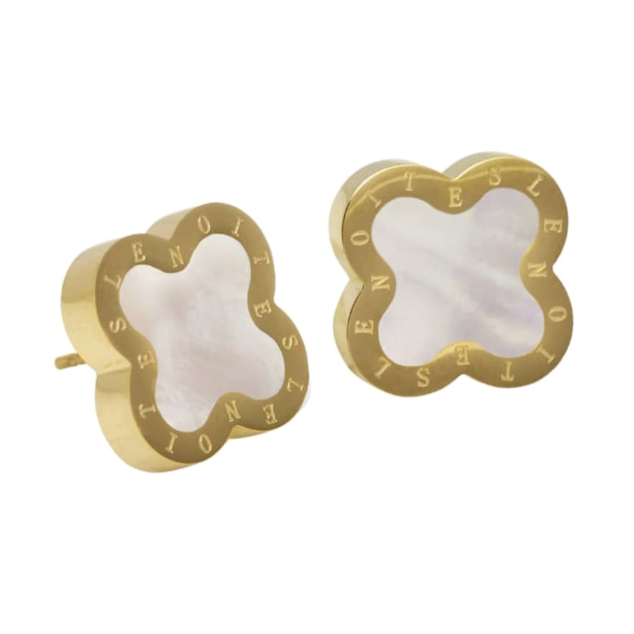 Lenoites Ohrhänger 'Four-leaf Clover' gold white Hellbraun Damen