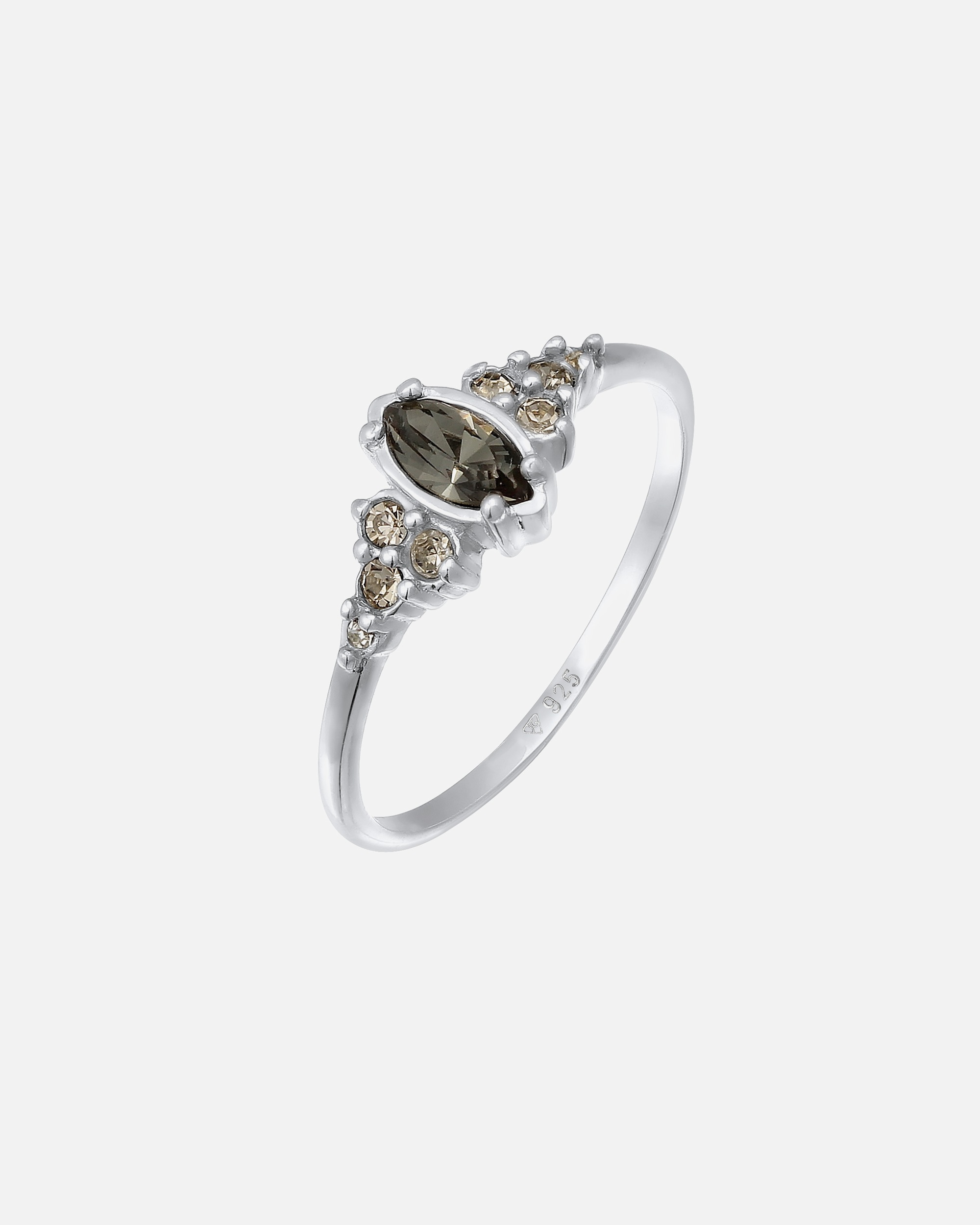Ring für Weiblich Elli Kristalle Schwarz Marquise Verlobung 925 Silber 58