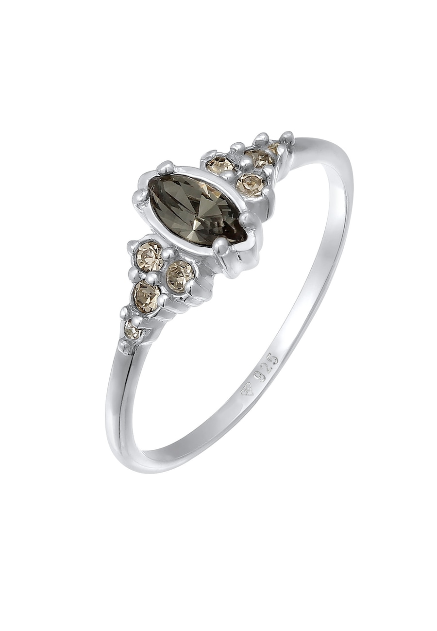 Elli Kristalle Schwarz Marquise Verlobung 925 Silber 56 Damen
