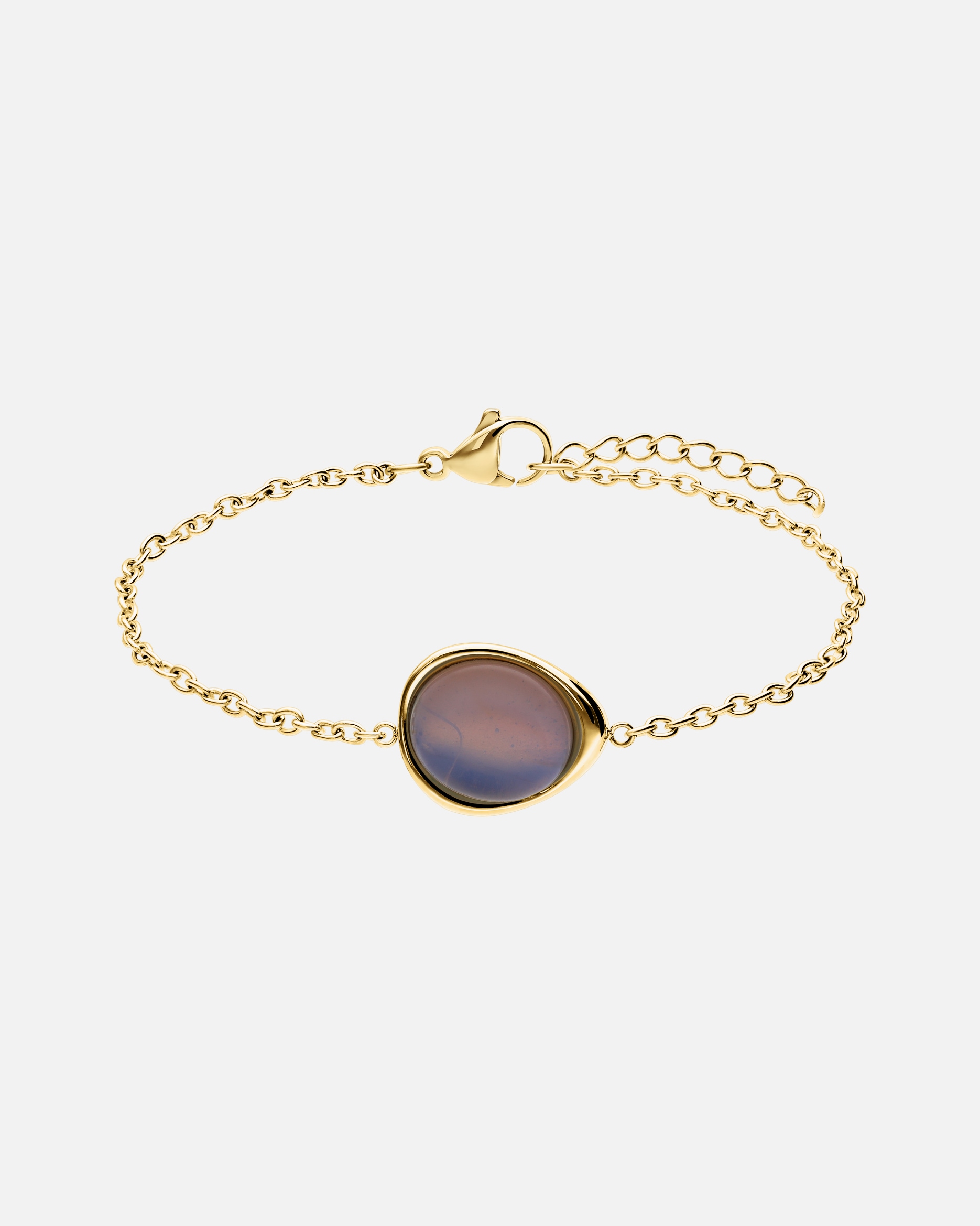 Armband für Weiblich Lucardi Armband Stahl 19 cm - Gelbgold legiert Weißer Opal