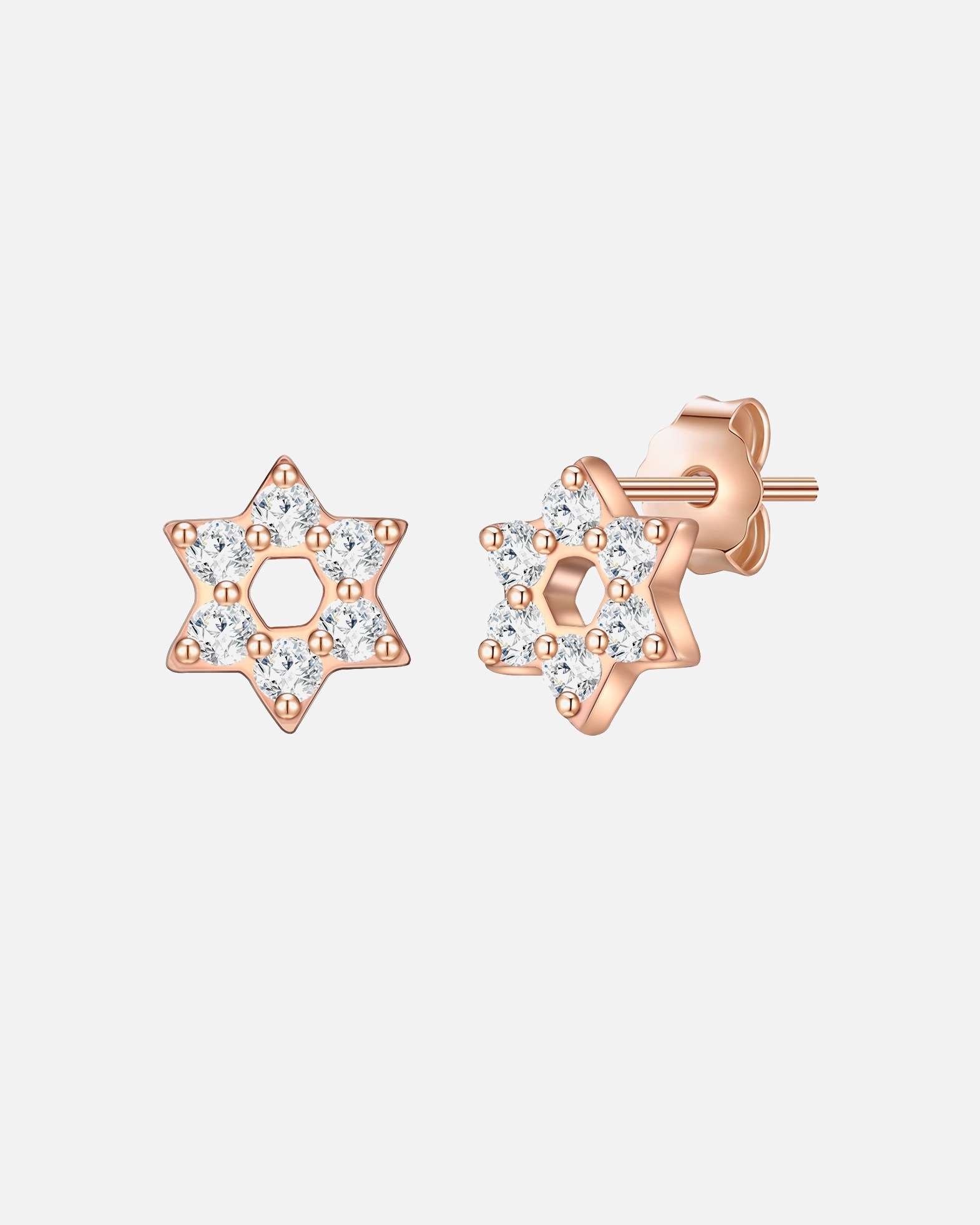 Ohrringe für Weiblich Glanzstücke München Ohrstecker Stern Sterling Silber Zirkonia in Roségold 6,8 mm
