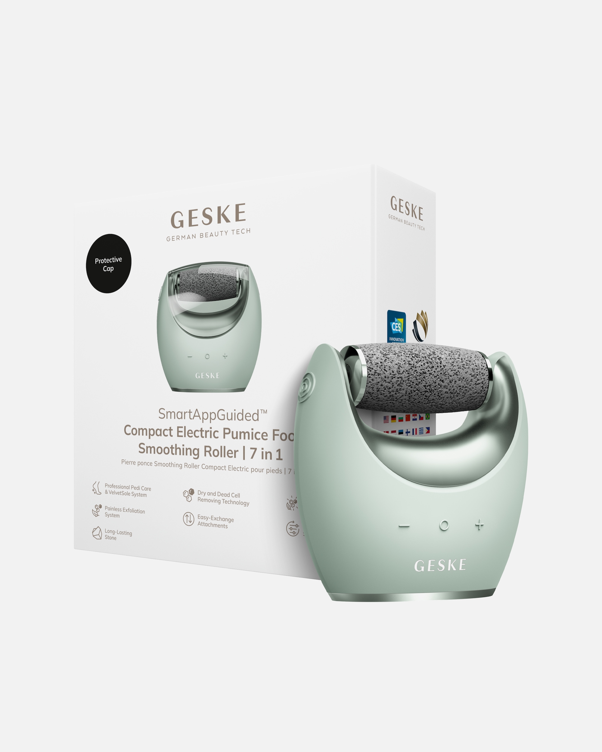 Hornhautentferner für Unisex GESKE GESKE Compact Electric Pumice Foot Smoothing Roller | 7 in 1 Green