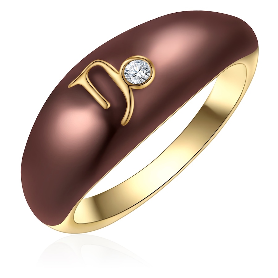 Glanzstücke München Ring Sternzeichen Steinbock aus Sterling Silber in Gelbgold mit Zirkonia 52 Damen