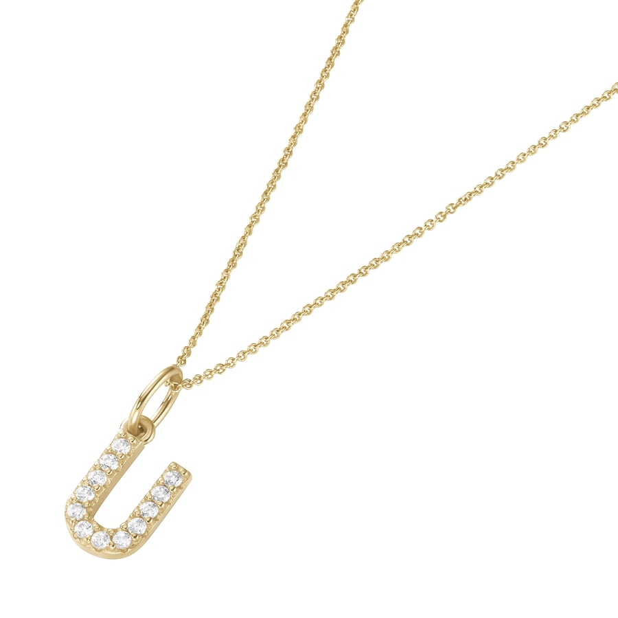 Luigi Merano Kette Anhänger Buchstabe U mit Zirkonia, Gold 375 45 cm Damen