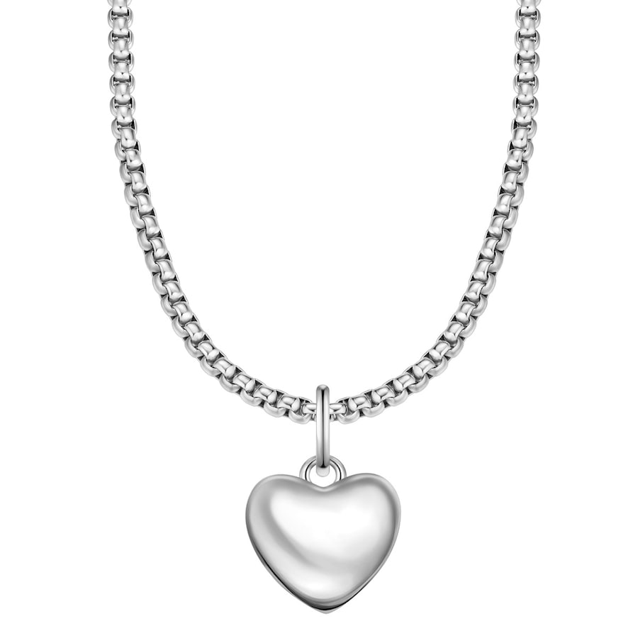 Yokoamii Halskette Herz aus Messing in silber 40,0 cm Basiskette + 5,0 Verlängerung Damen