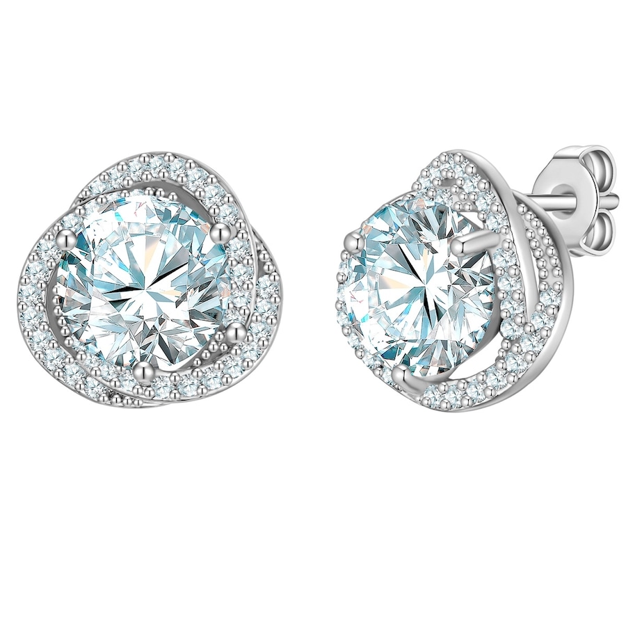 Yokoamii Ohrstecker aus Messing in silber mit Zirkonia 12,3 mm Damen