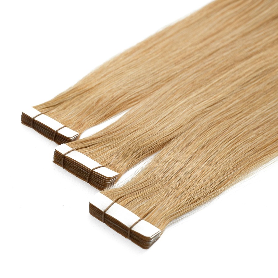 hair2heart Tape Extensions Premium Echthaar #9/31 lichtblond Gold Asch 60cm Hellbraun Damen
