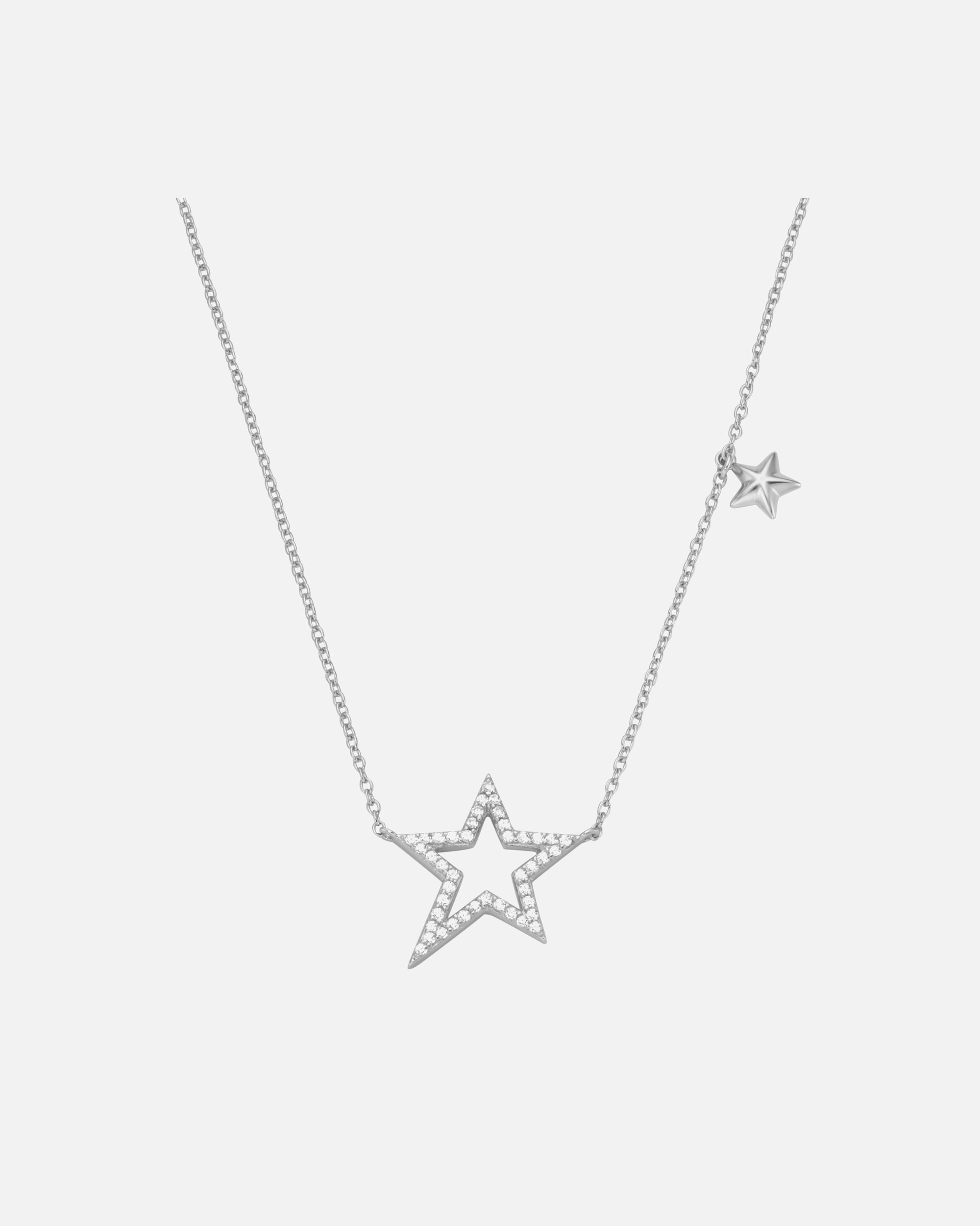 Halskette für Weiblich Smart Jewel Collier mit Sternen und Zirkonia, Silber 925 45 cm