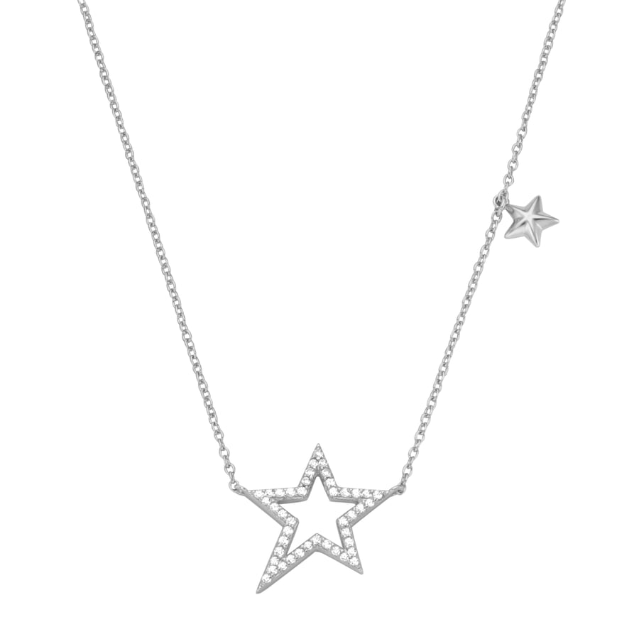 Smart Jewel Collier mit Sternen und Zirkonia, Silber 925 45 cm Damen