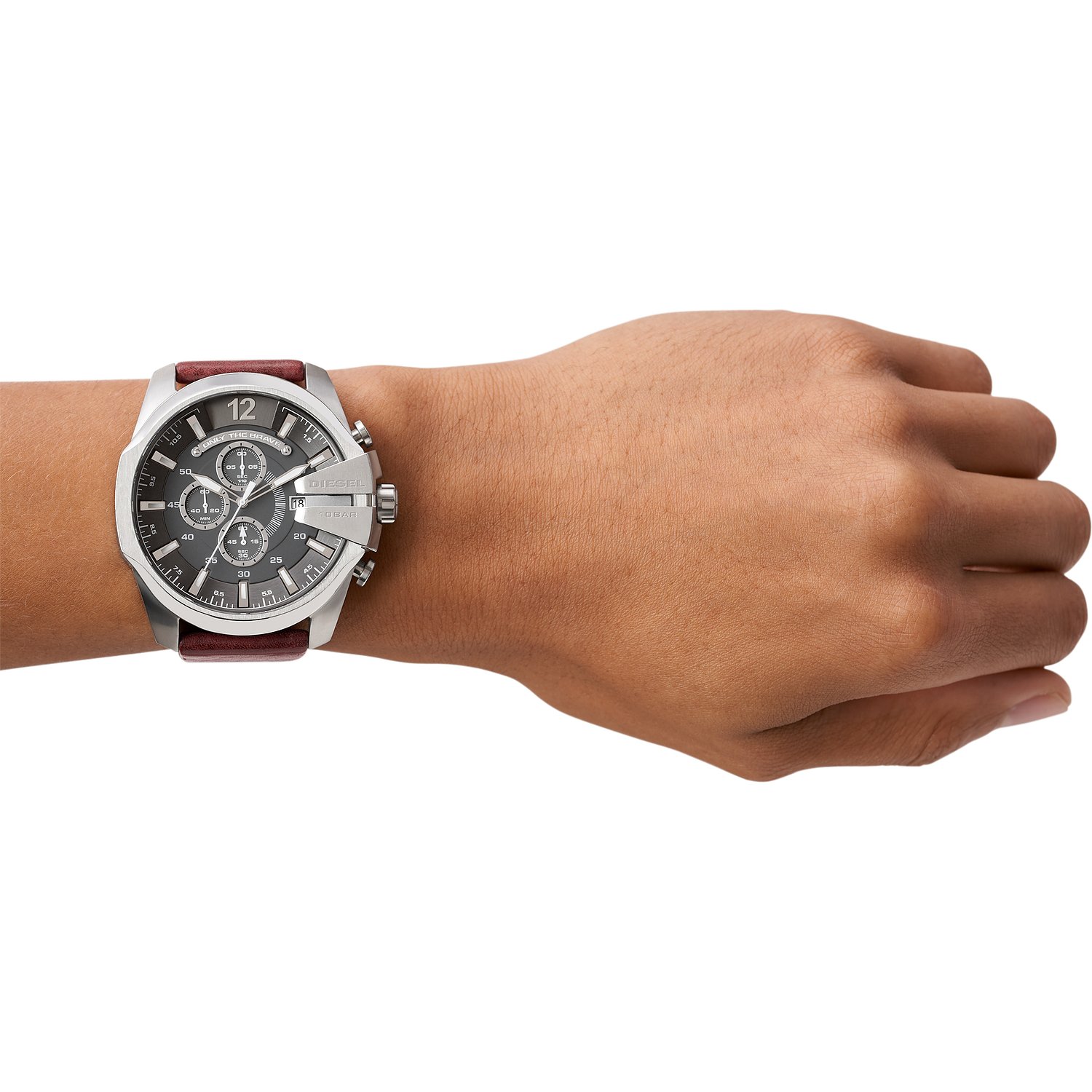 Diesel Diesel Herren-Uhren Rund Analog Quarz Braun Braun Leder