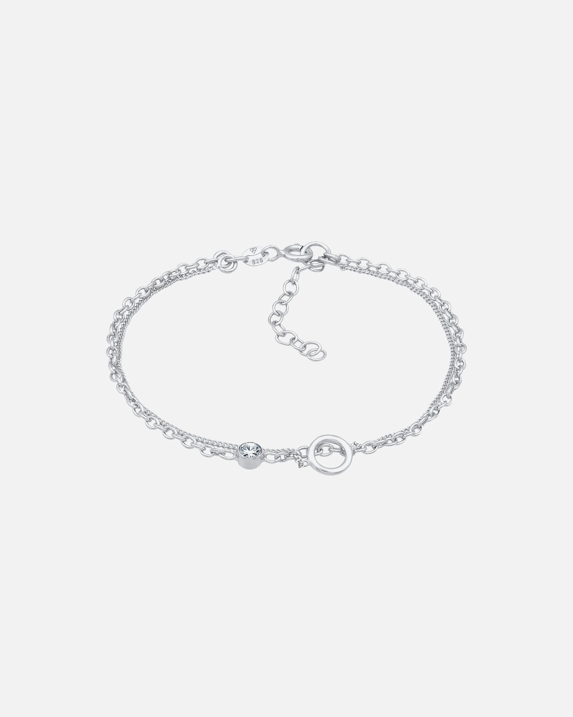 Armband für Weiblich Elli Layer Kreis 925 Silber, mit Kristallen von Swarovski® 16