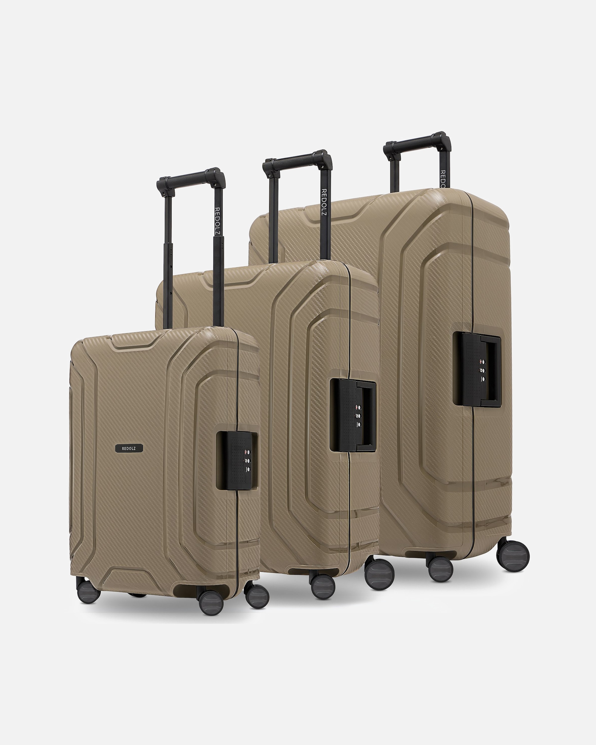 Koffer für Männlich Redolz Essentials 15 4-Rollen Kofferset 3-tlg. mit Dreipunkt-Verschluss cool beige