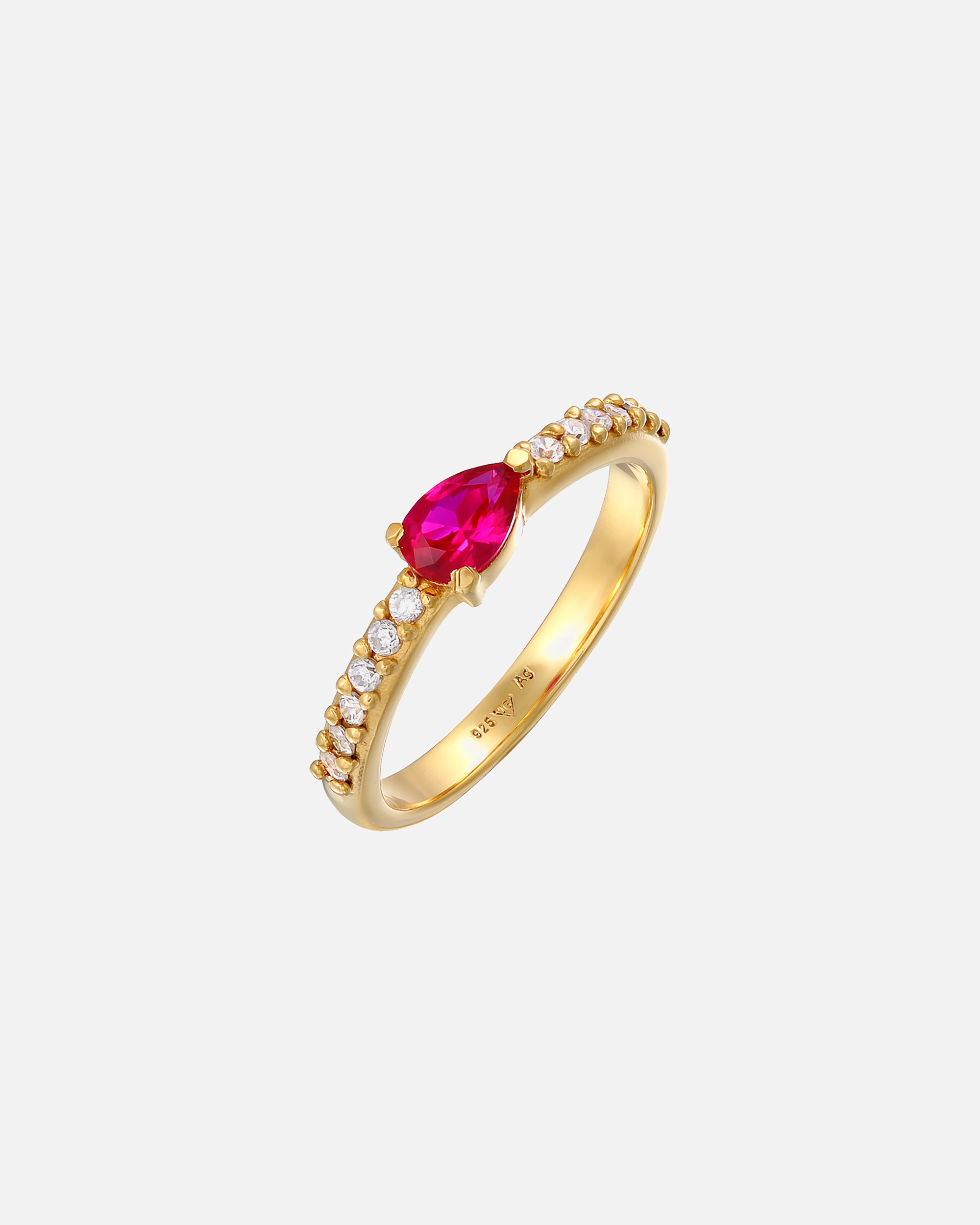 Ring für Weiblich Elli Elli Ring Synthetischer Rubin Zirkonia 925 Silber vergoldet 54