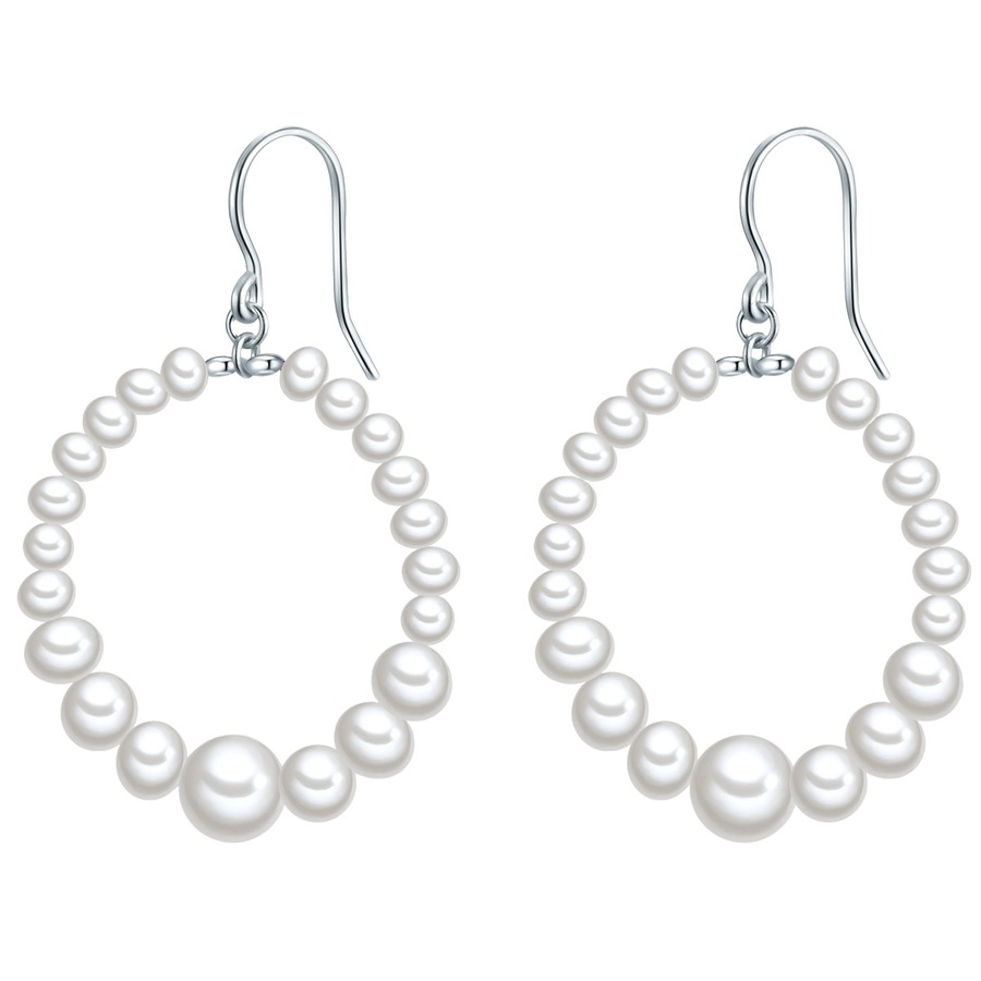 Valero Pearls Perlen-Ohrhänger Sterling Silber Süßwasser-Zuchtperle in 42,7 mm Damen