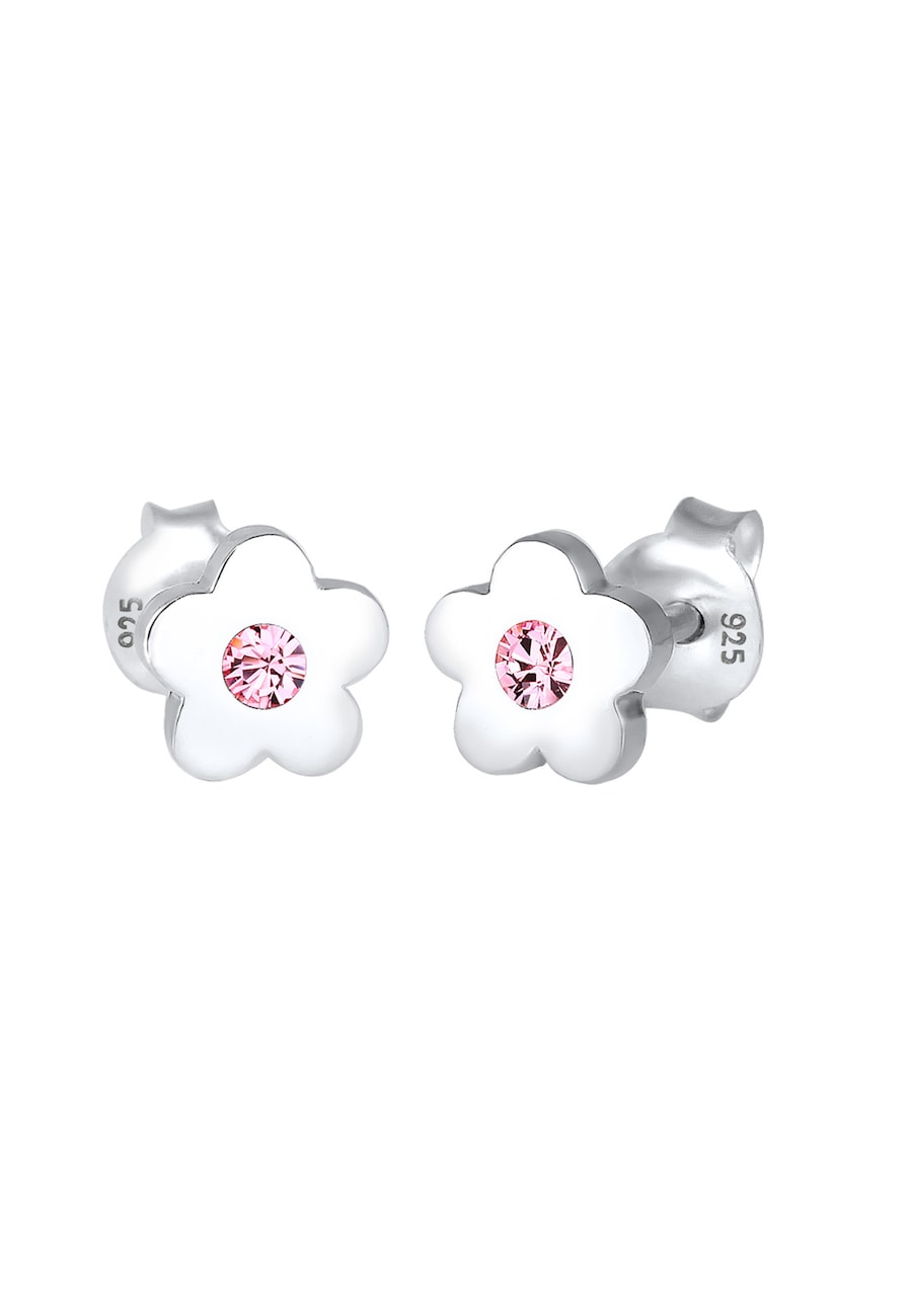 Elli Kinder Blume Rosa 925 Silber, mit Kristallen von Swarovski silberfarben Damen