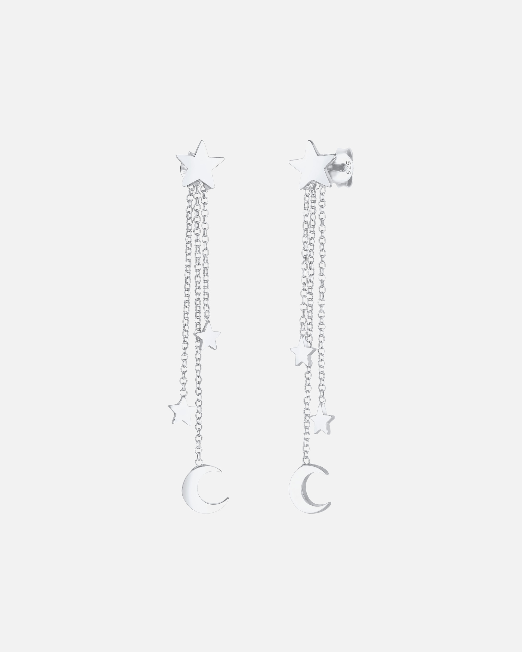 Ohrringe für Weiblich Elli Hänger Sterne Halbmond Astro Kette 925 Silber silberfarben