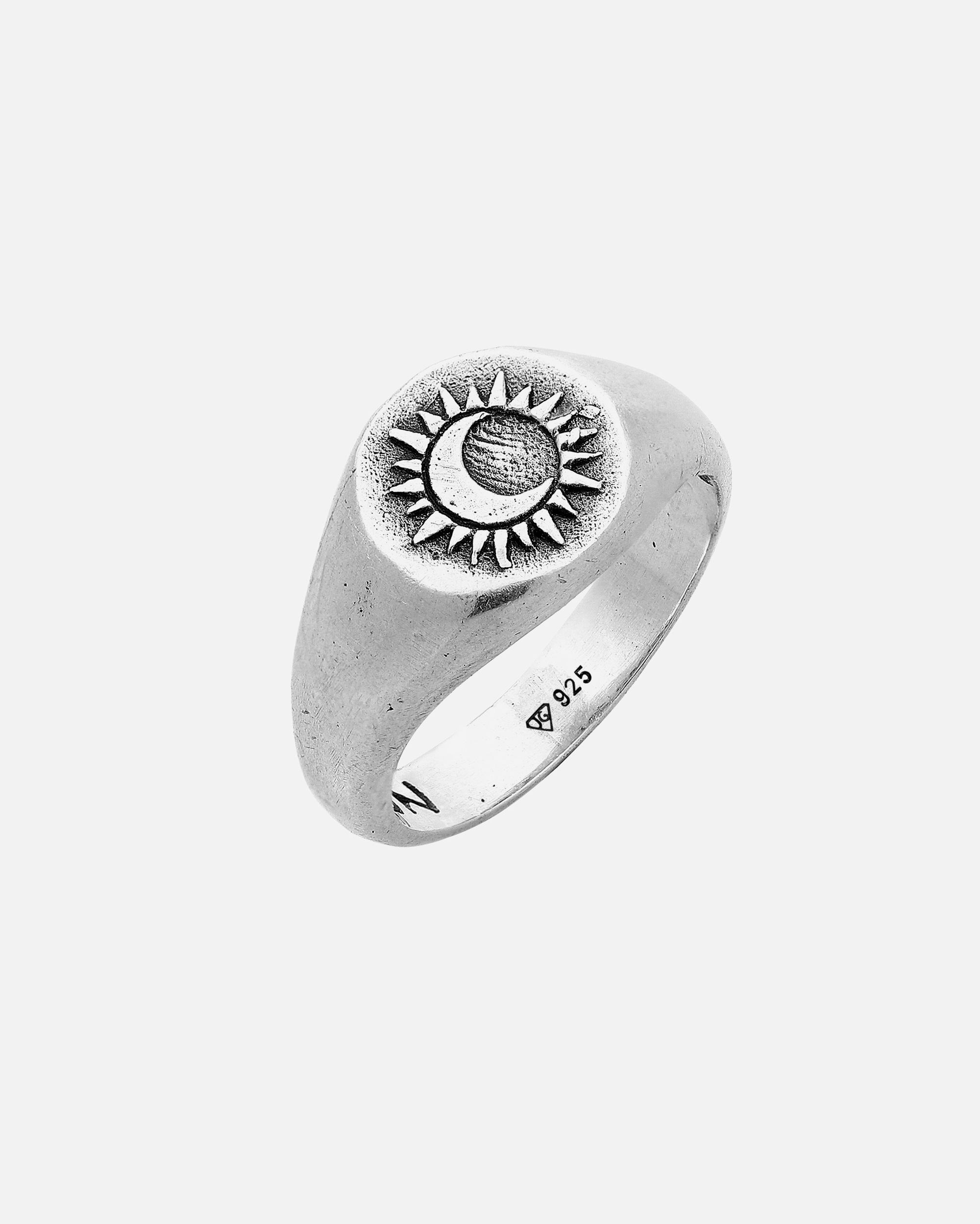 Ring für Männlich Haze & Glory Default Brand Line Siegelring - Sacred Sun Sonne Mond 925 Silber 62