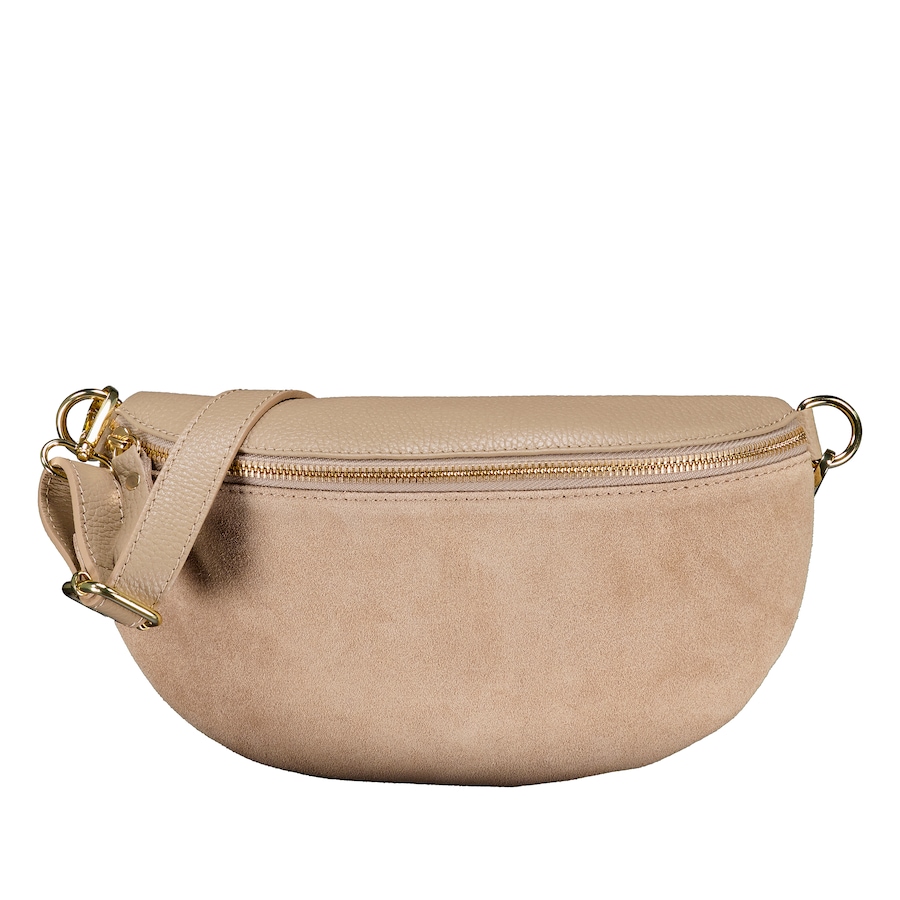 Hausfelder Manufaktur Gürteltasche / Umhängetasche Velours mit Goldfittings Beige Damen
