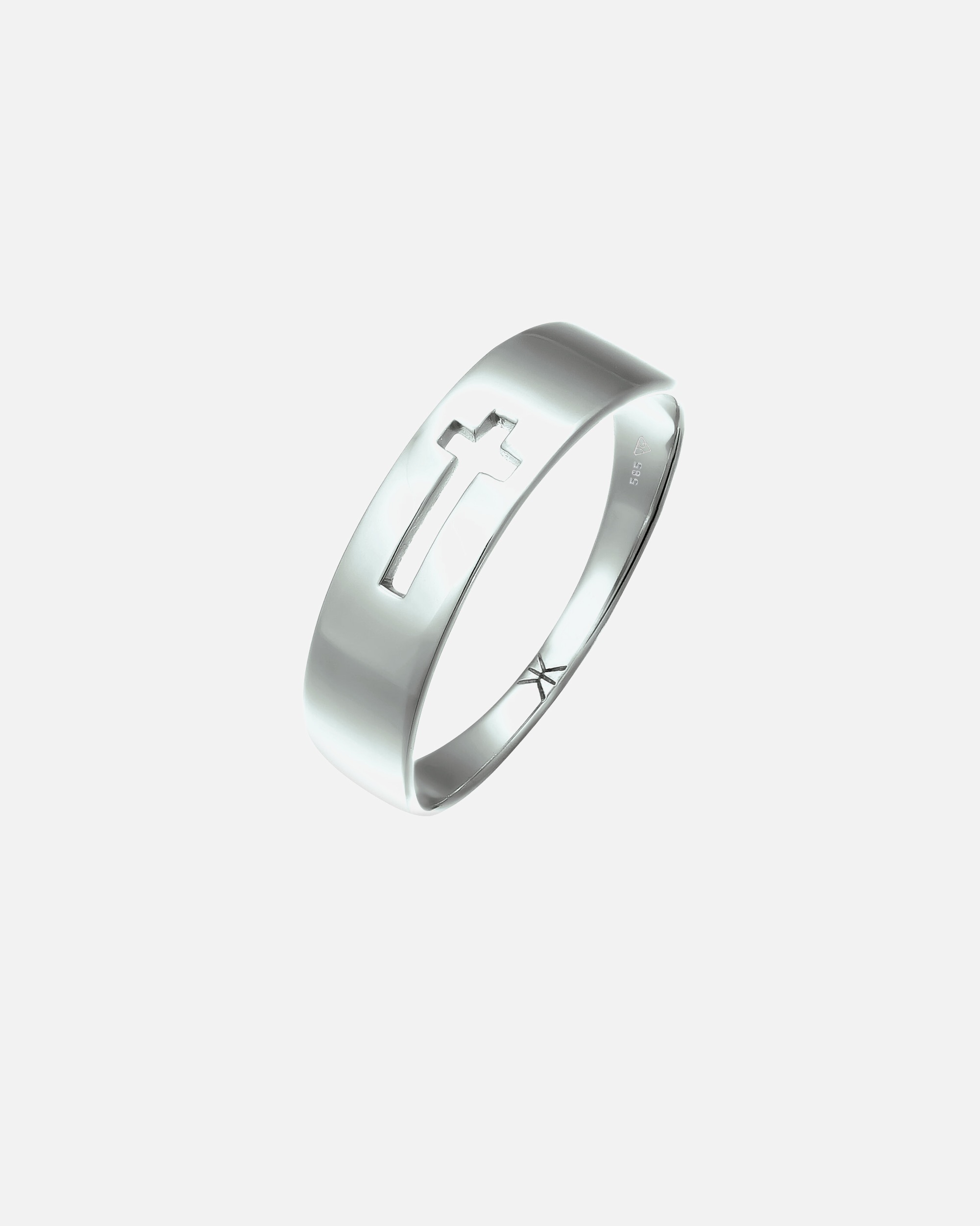 Ring für Männlich KUZZOI Kreuz Cut Out Unisex 585 Weißgold 64