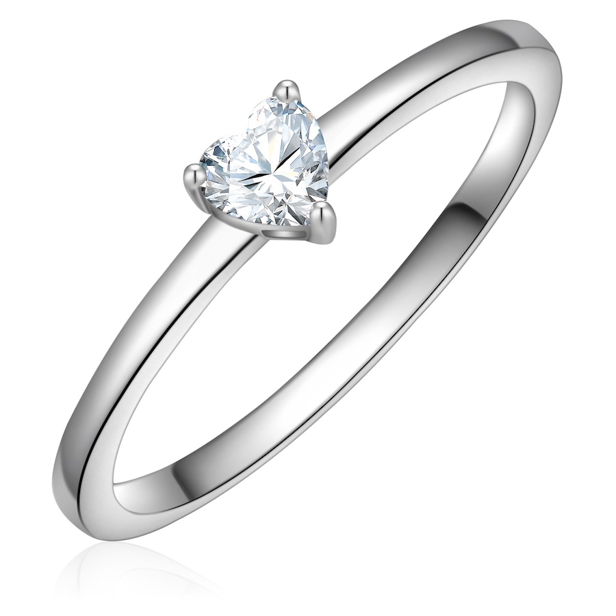 Trilani Ring Herz aus Sterling Silber in silber mit Zirkonia 54 Damen