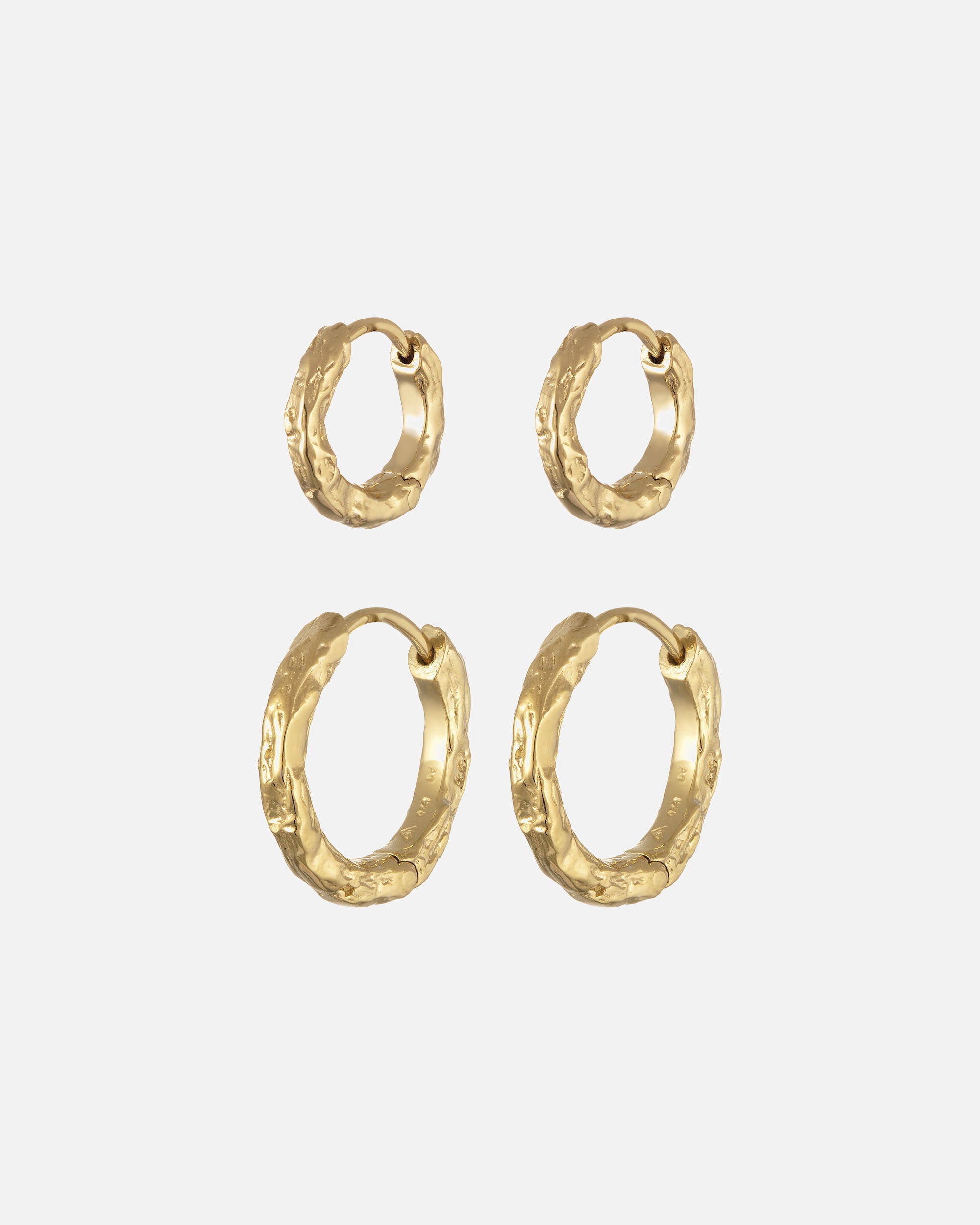 Ohrringe für Weiblich Elli Set Creolen Strukturiert 925 Sterling Silber goldfarben