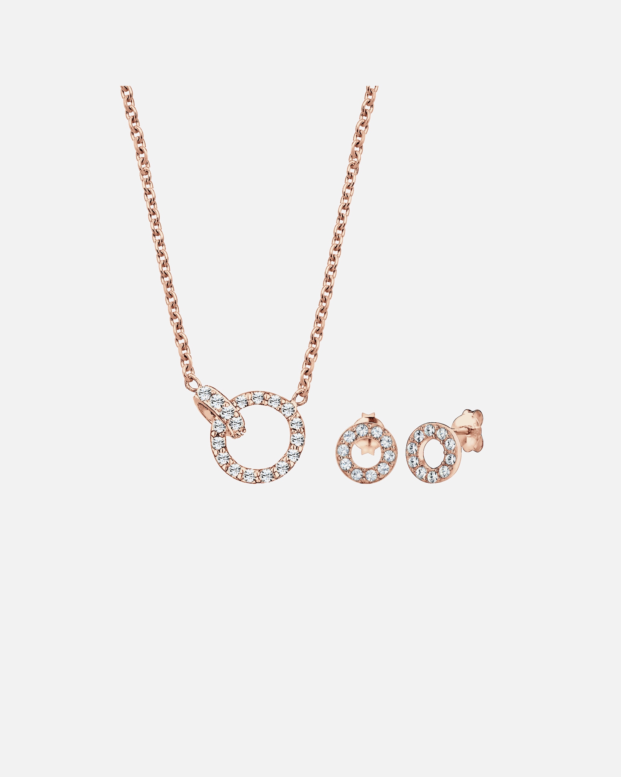 Schmuckset für Weiblich Elli Kette Stecker Geo 925 Silber, mit Kristallen von Swarovski® rosefarben