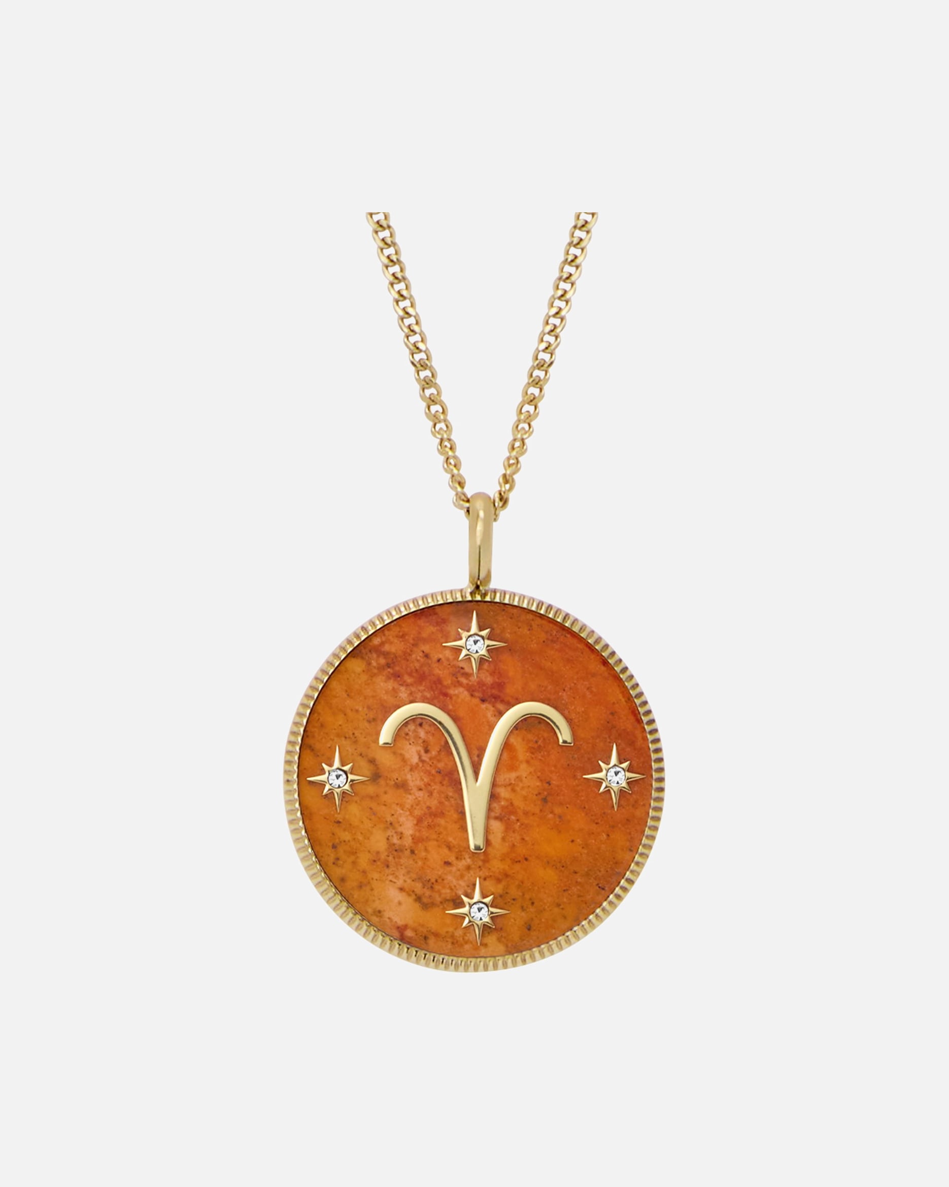 Halskette für Weiblich Fossil Kette Edelstahl gold, orange, Widder