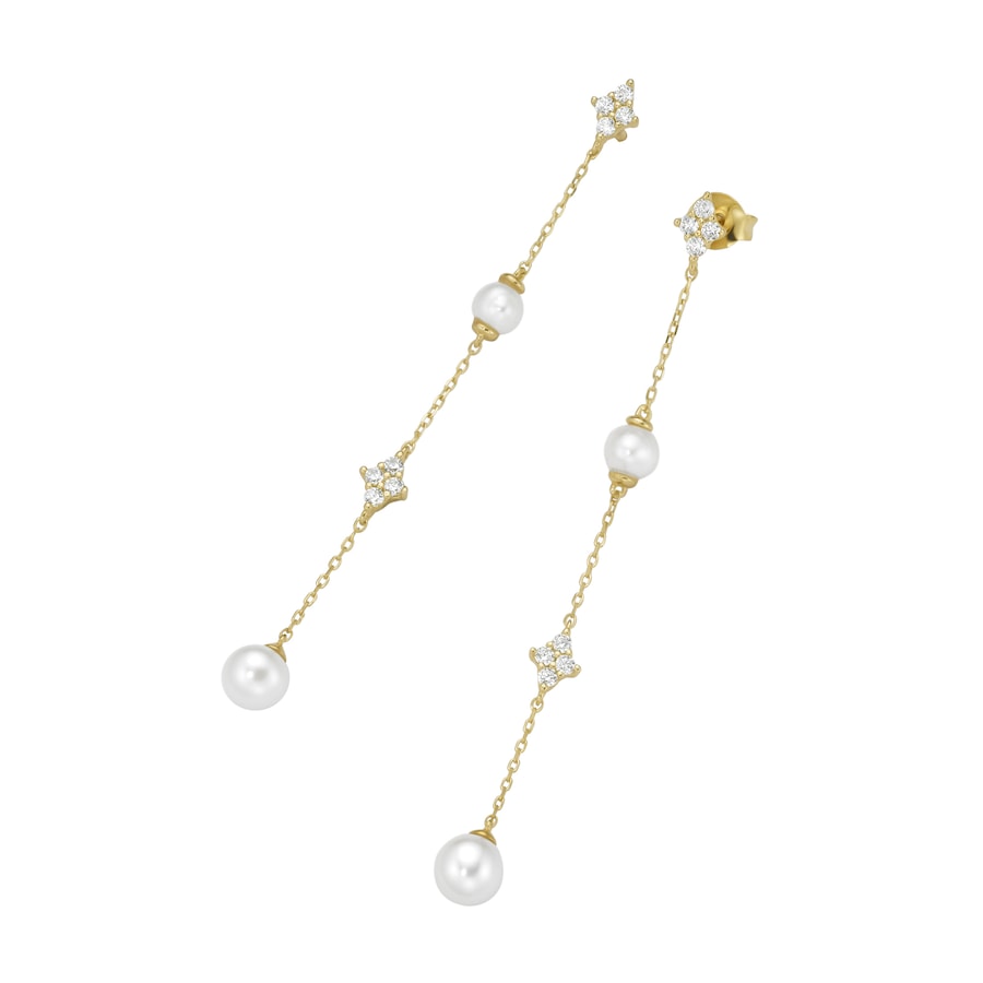 Giorgio Martello Milano Ohrhänger mit Süßwasser-Perlen und Zirkonia, Silber 925 Gold