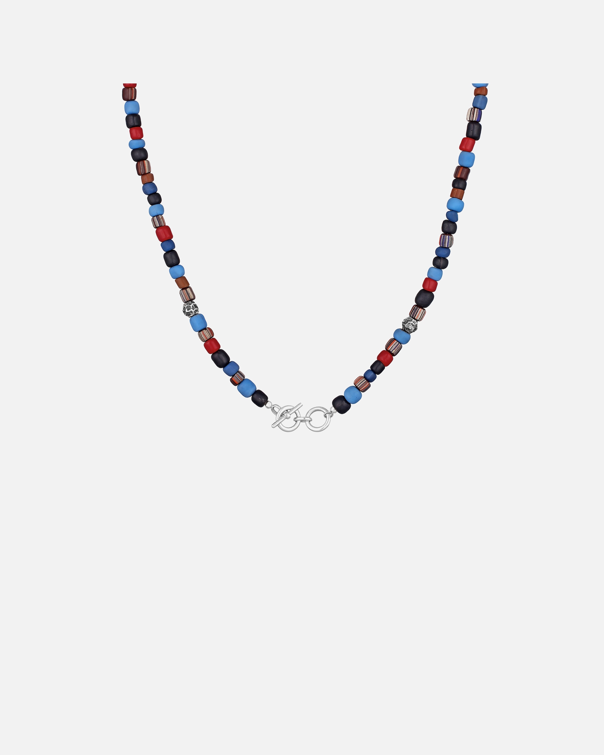 Halskette für Männlich KUZZOI Glas Beads Blau T-Bone Verschluss 925 Silber 50