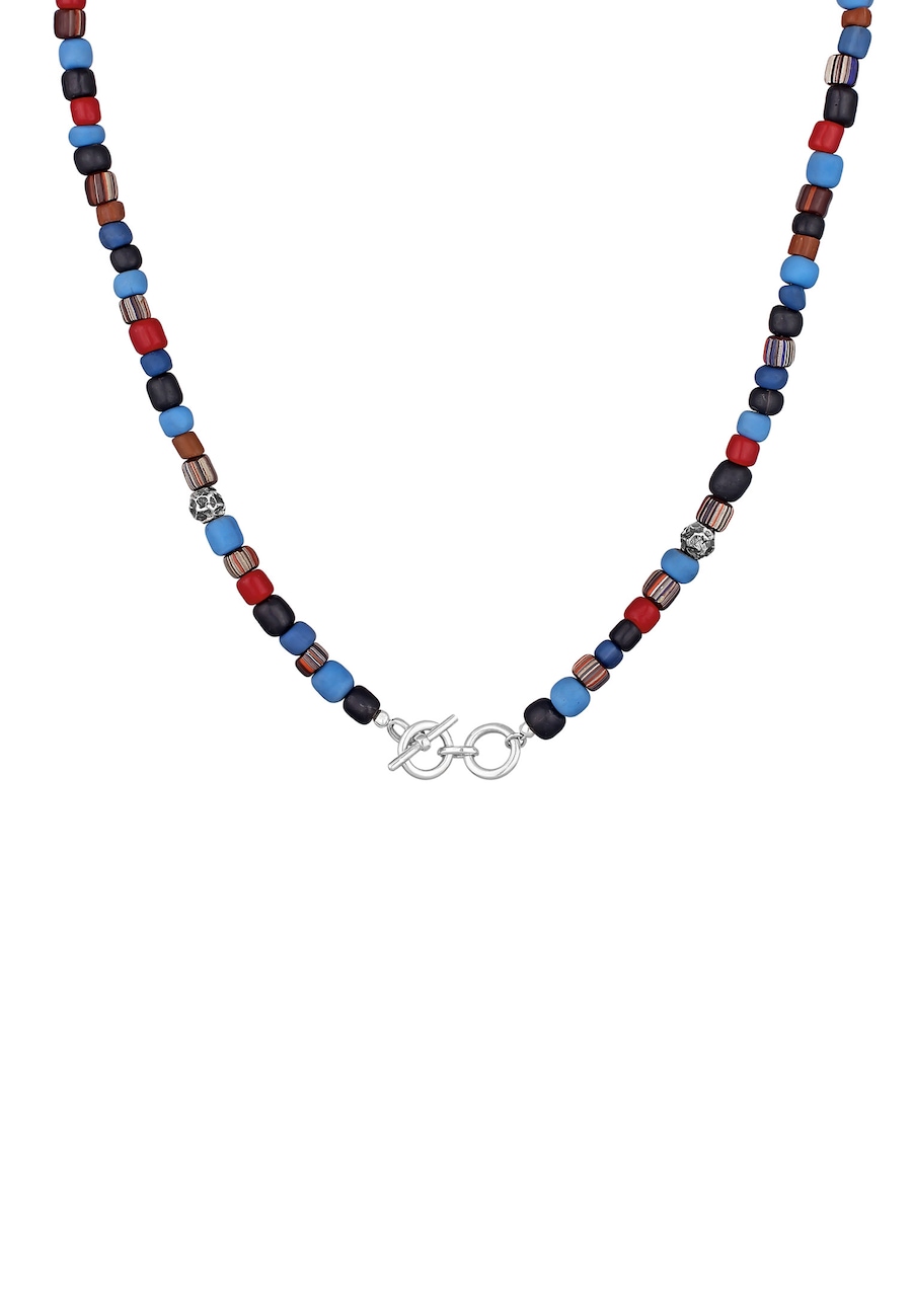 KUZZOI Glas Beads Blau T-Bone Verschluss 925 Silber 50 Herren