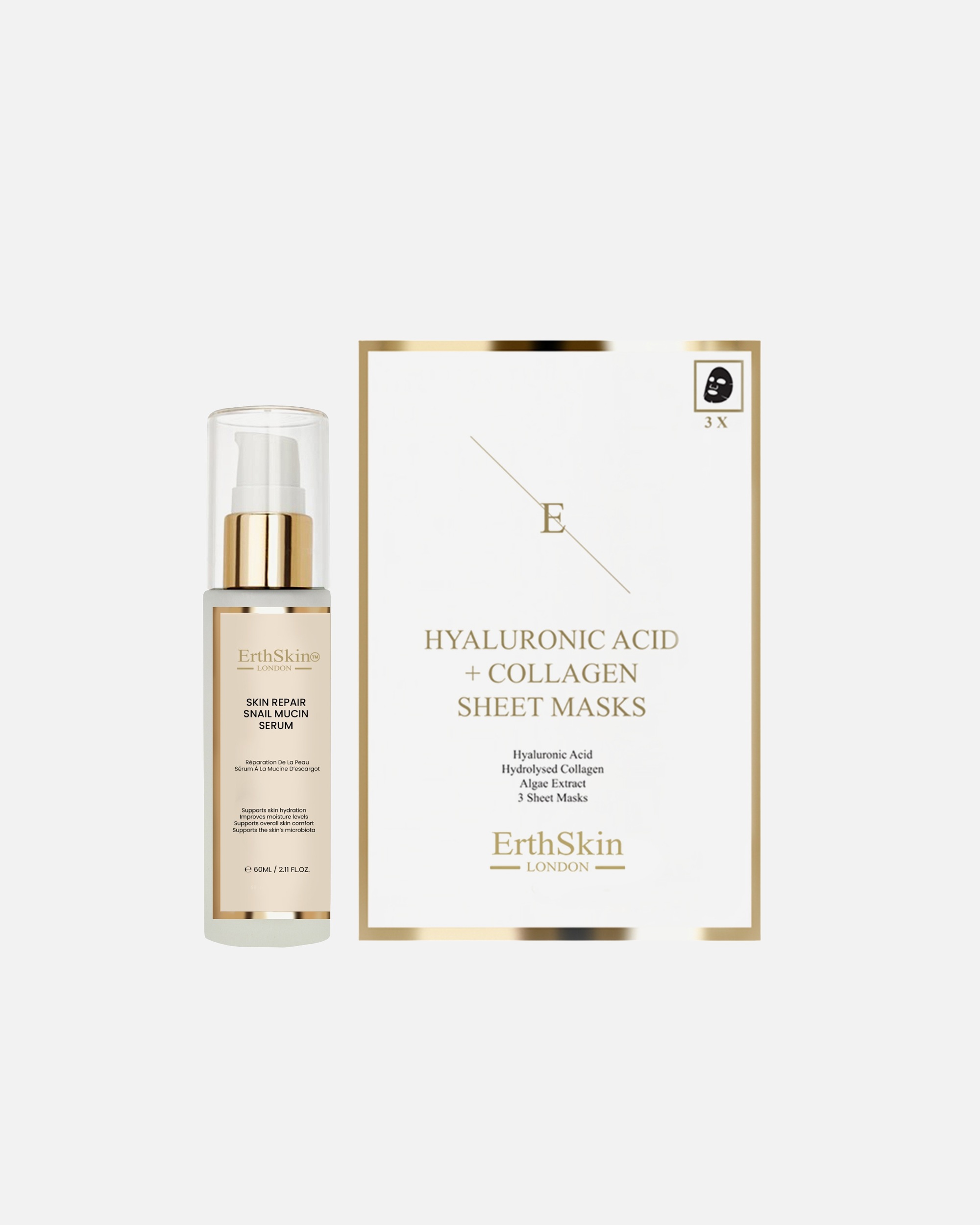 für Unisex ErthSkin London Hautpflege-Set mit Schneckenserum und Kollagenmaske 1 Stück