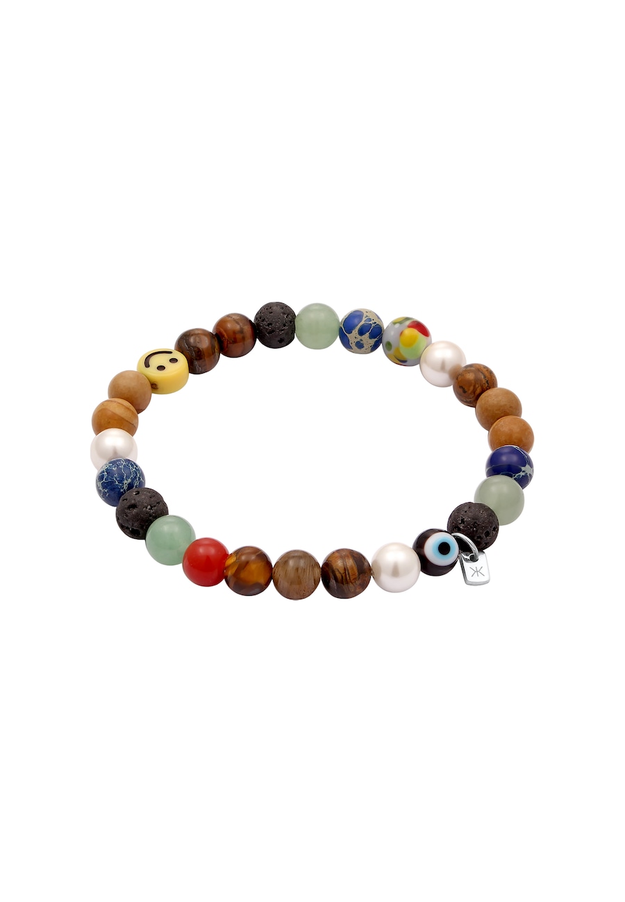 KUZZOI Smiling Face Evil Eye Bead Glas Achat 925 Sterling Silber 23 Herren