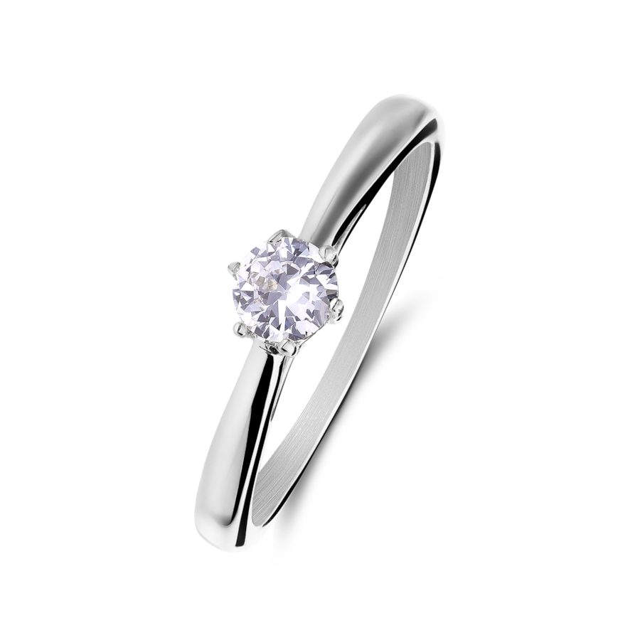 Lucardi Verlobungsring aus Edelstahl Silber - 47mm Damen