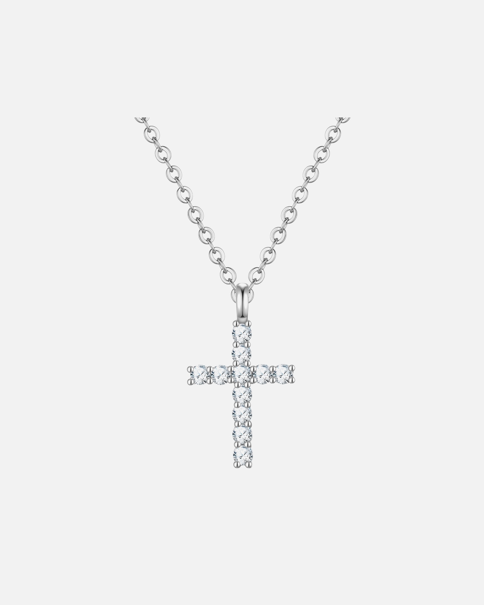 Halskette für Weiblich Lulu & Jane Halskette Kreuz aus Messing in silber mit Zirkonia 40,0 cm Basislänge + 7,0 cm Verlängerung