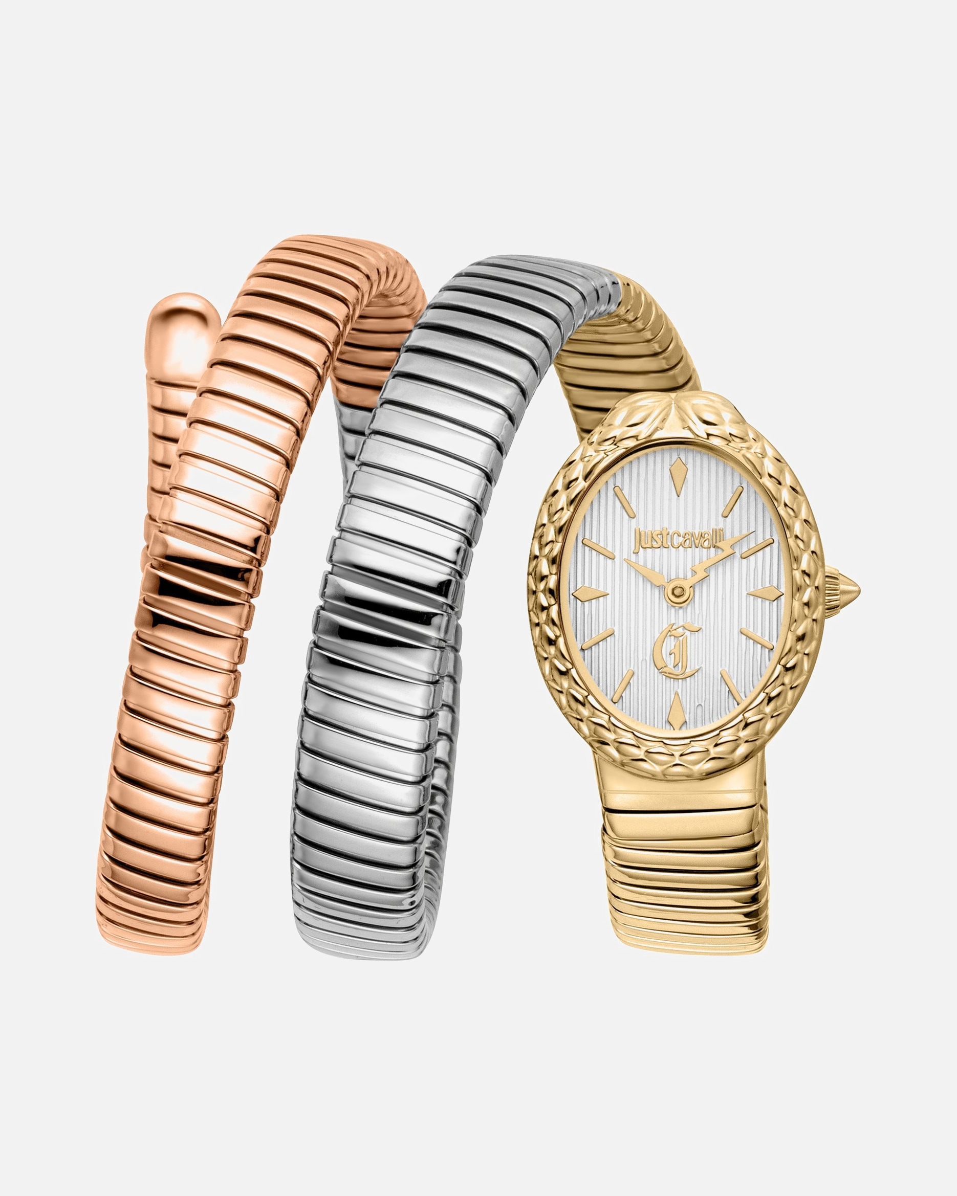 Uhr für Weiblich Roberto Cavalli Damenuhr Edelstahl tricolor