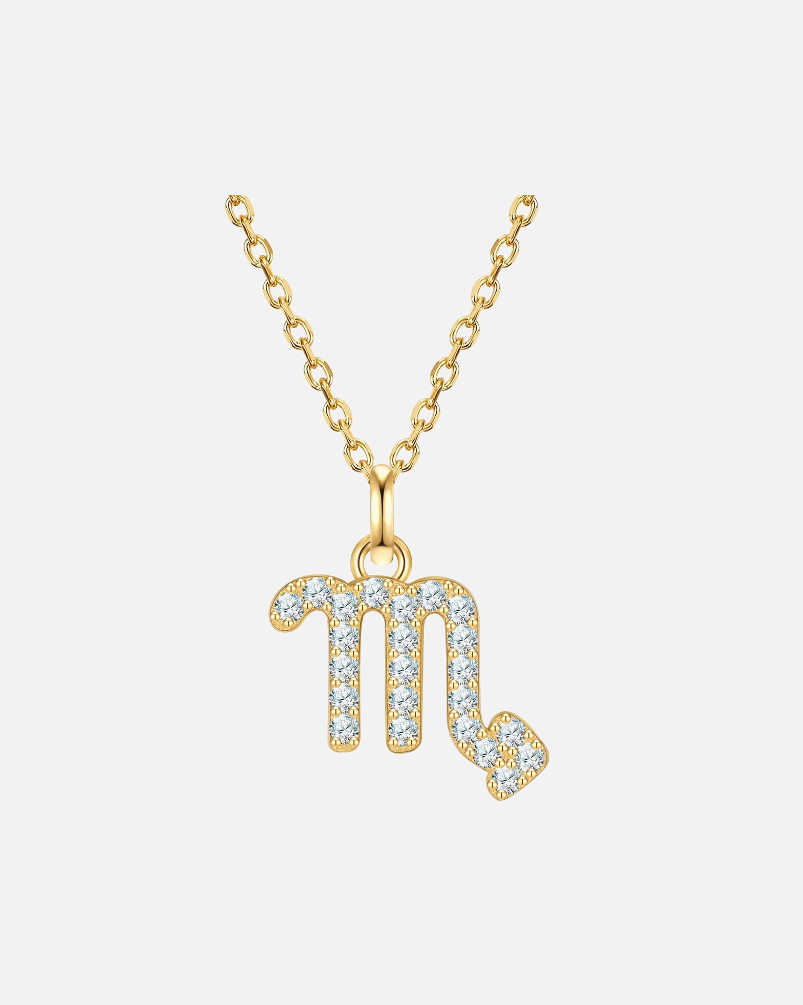 Halskette für Weiblich Glanzstücke München Halskette Sternzeichen Skorpion aus Sterling Silber in gelbgold mit Zirkonia 40,0 cm Basiskette + 5,0 cm Verlängerung