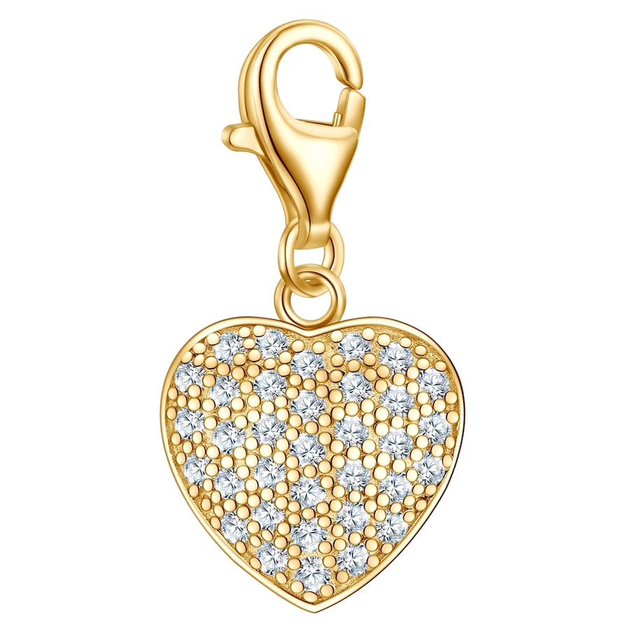 Rafaela Donata Charm Herz aus Sterling Silber in Gelbgold mit Zirkonia 14,1 mm Damen