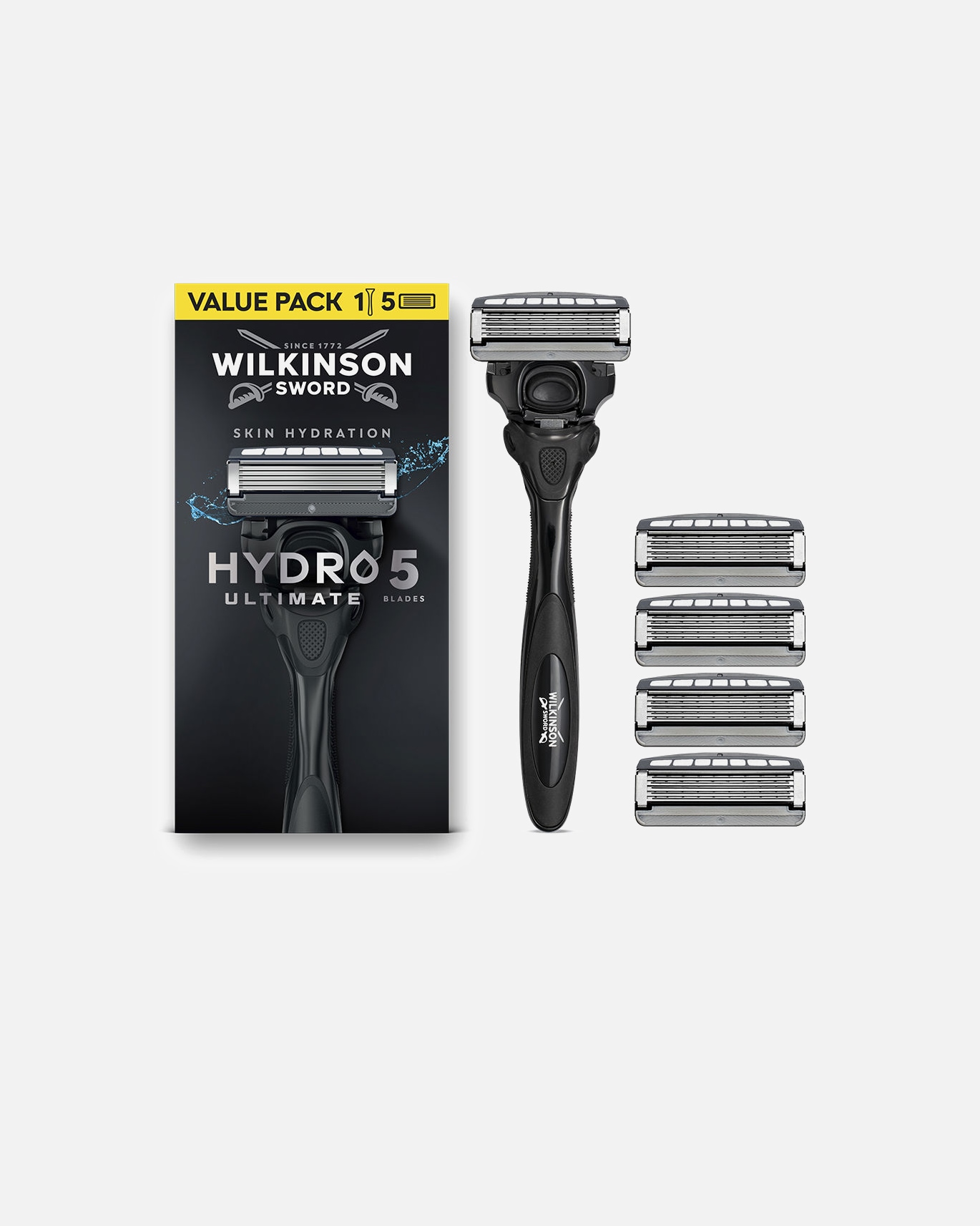 Rasierer für Männlich Wilkinson HYDRO 5 ULTIMATE Maschine + 5 Ersatzteile 1 Stück