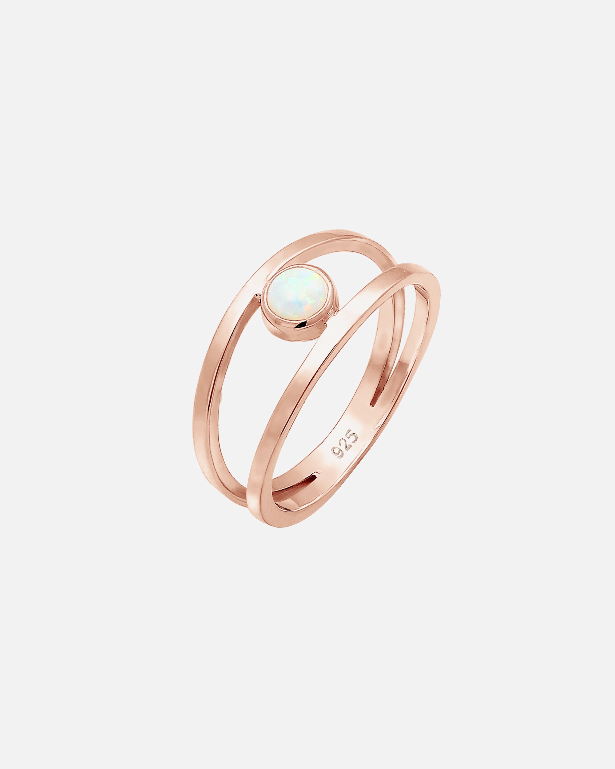 Ring für Weiblich Elli Bandring Zweireihig Synthetischer Opal 925 Silber 56