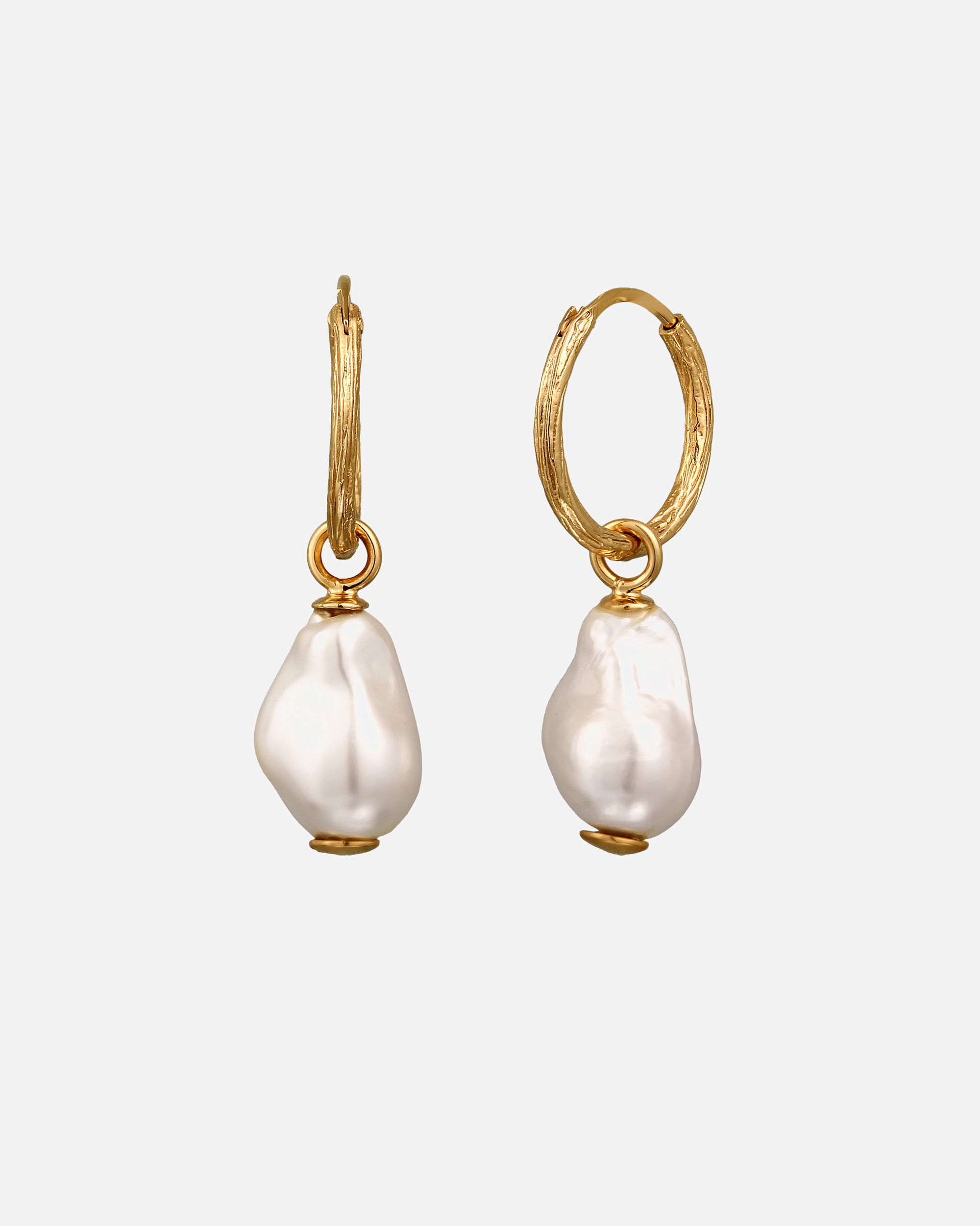 Ohrringe für Weiblich Elli Creolen Muschelkernperlen Barock Weiß 925 Sterling Silber vergoldet goldfarben