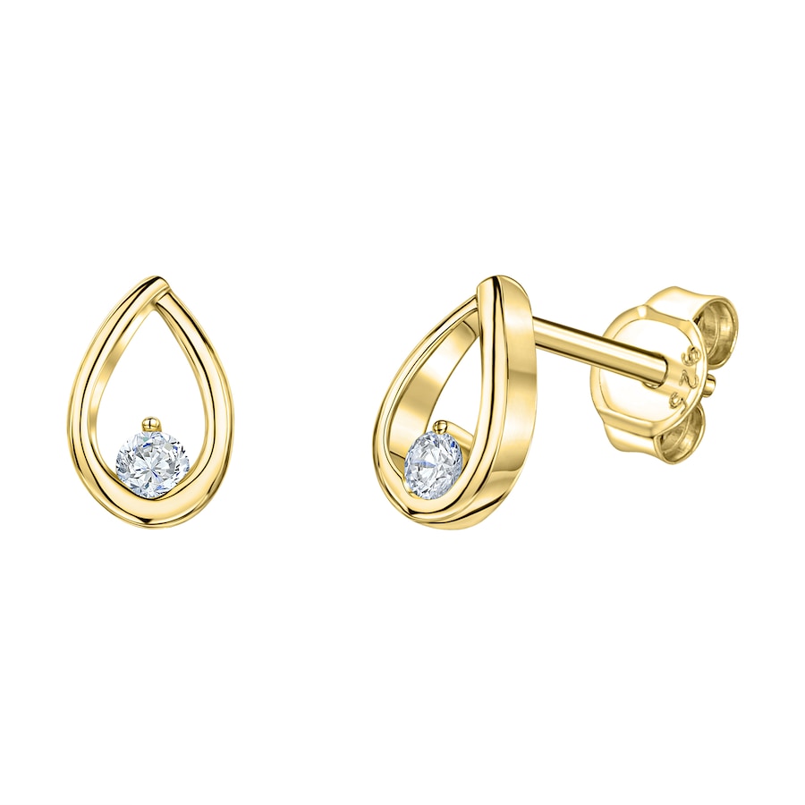 Fascination by Ellen K. Ohrstecker 585/- Gold Zirkonia weiß gelb vergoldet Damen