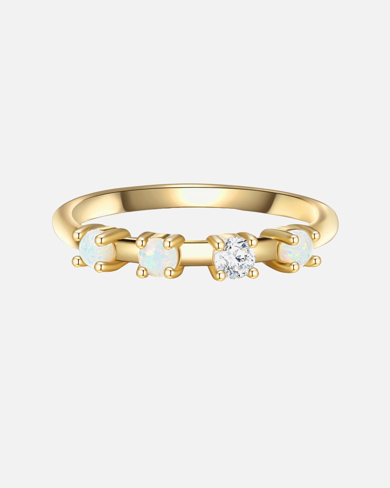 Ring für Weiblich Glanzstücke München Ring Sterling Silber gelbgold Opal (synth.) Zirkonia weiß 48