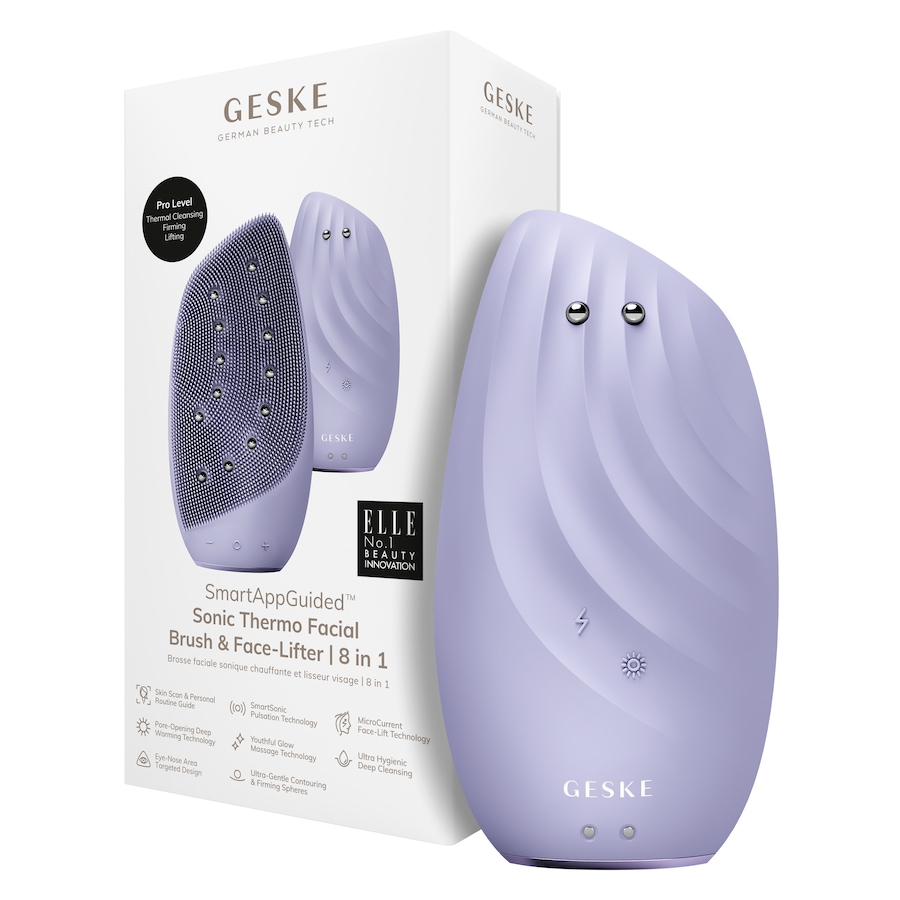 Geske SmartAppGuided Sonic Thermo Facial Brush & Face-Lifter | 8 in 1 Purple