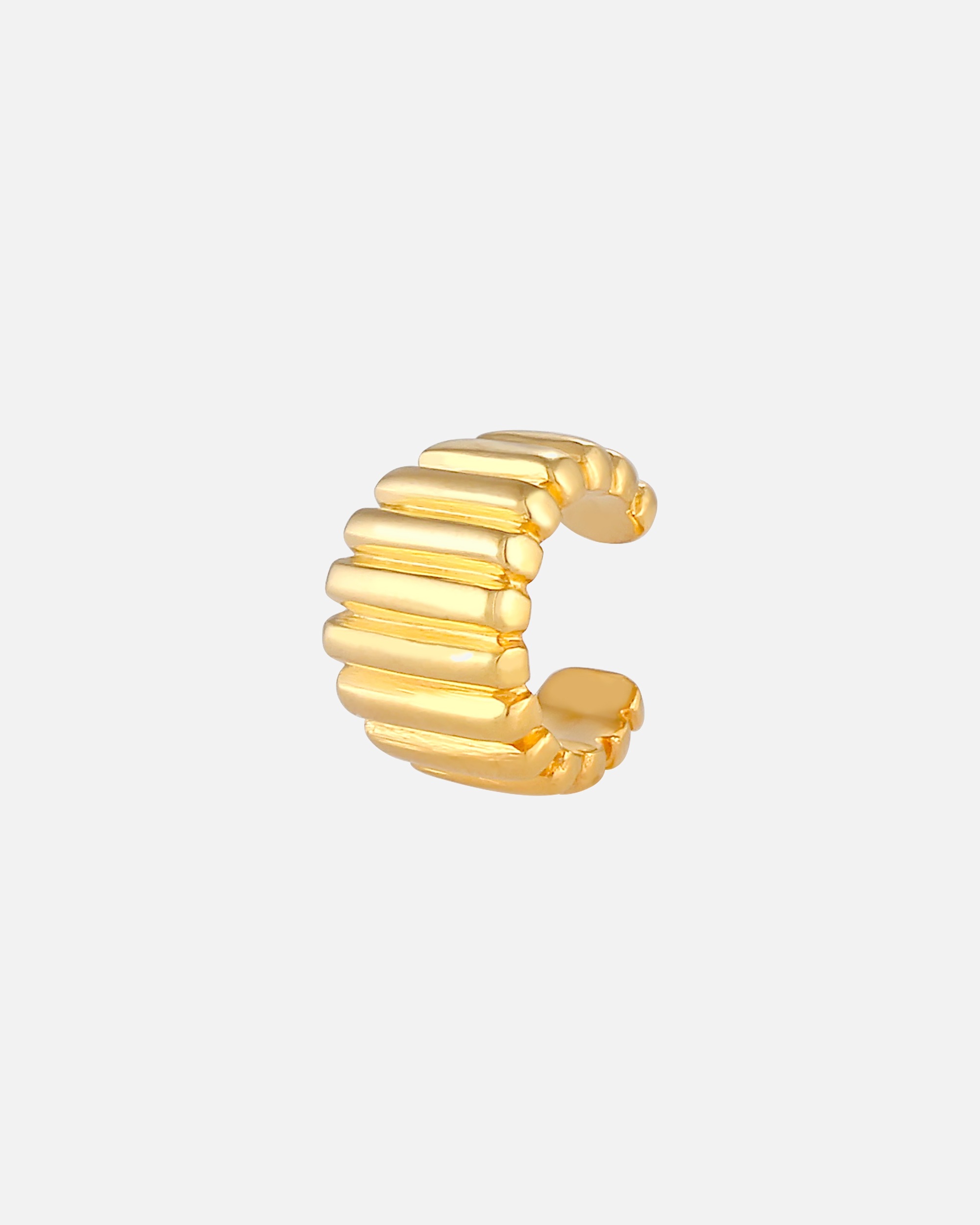 Ohrringe für Weiblich Elli Earcuff Ohrklemme Single Relief Gerillt 925 Silber goldfarben