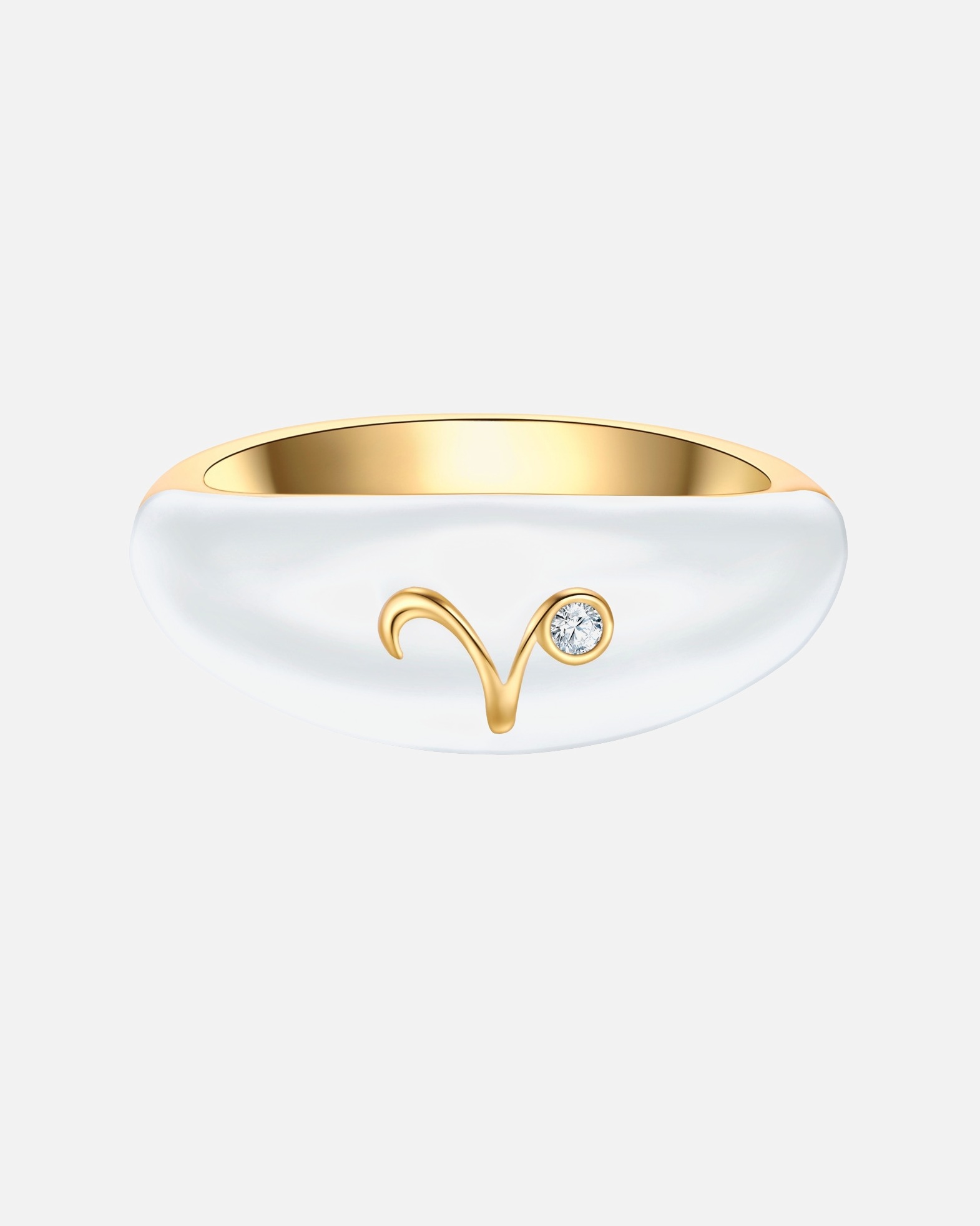 Ring für Weiblich Glanzstücke München Ring Sternzeichen Widder aus Sterling Silber in gelbgold mit Zirkonia 52