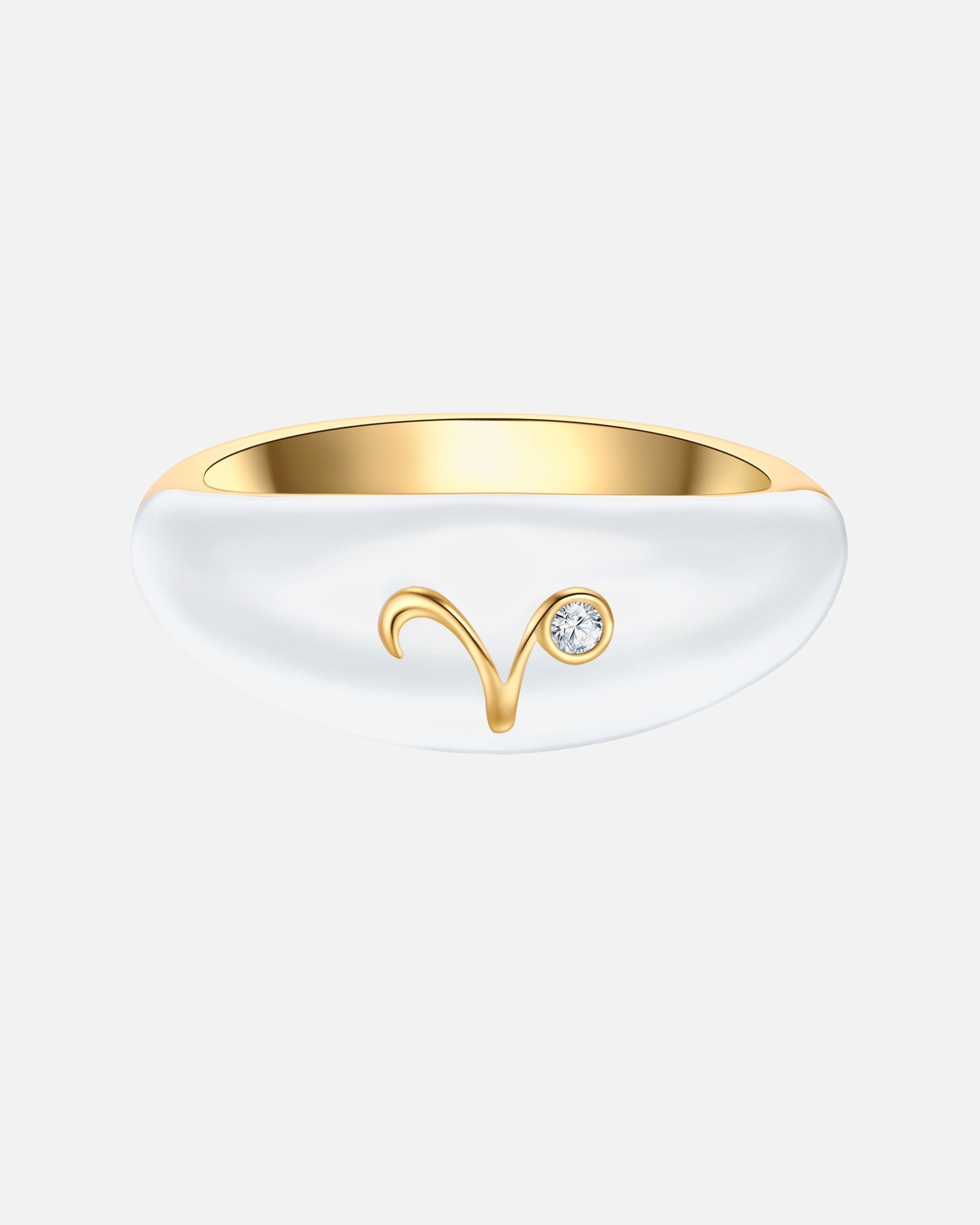 Ring für Weiblich Glanzstücke München Ring Sternzeichen Widder aus Sterling Silber in gelbgold mit Zirkonia 48
