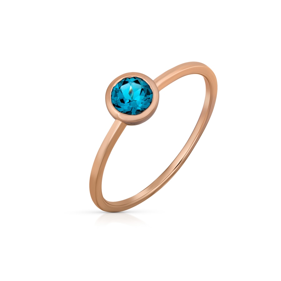 Orolino Ring 585/- Gold Blautopas beh. blau 052 (16,6) Damen